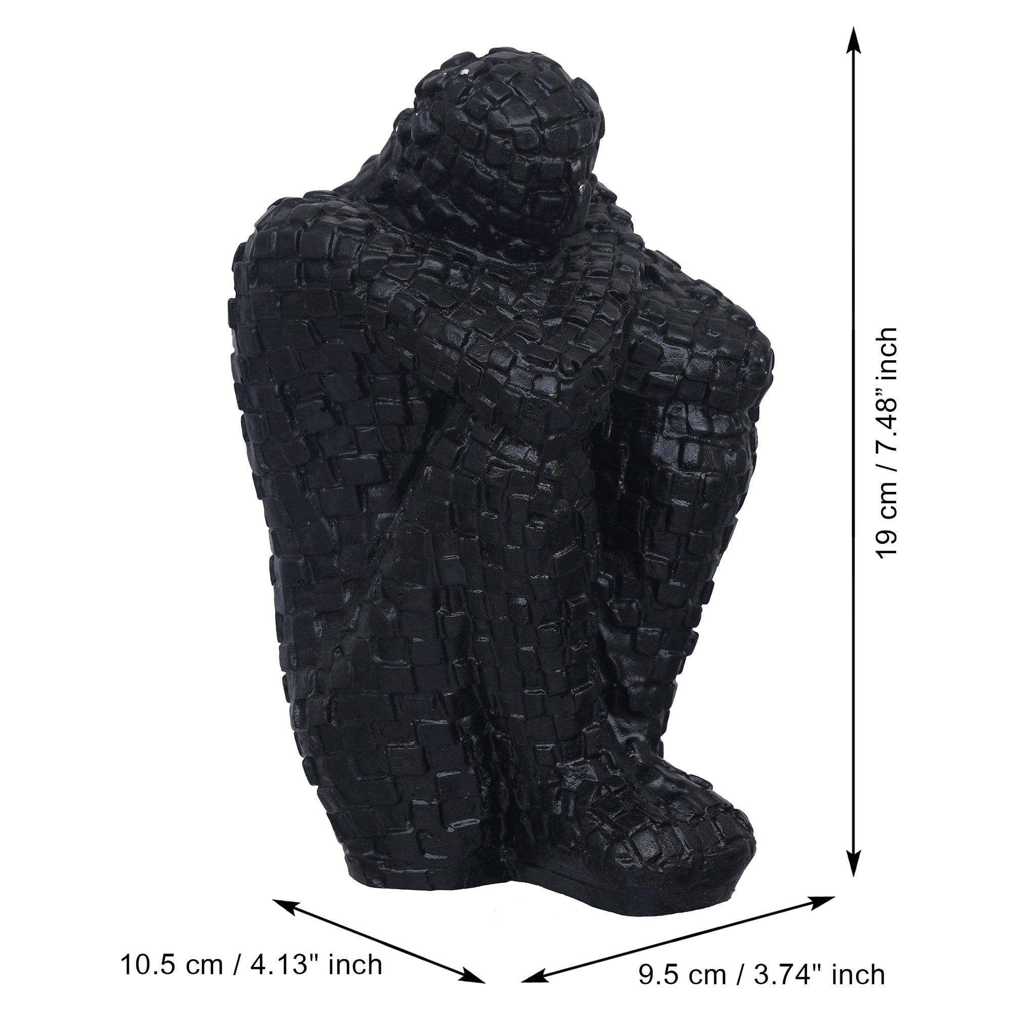 eCraftIndia Black Polyresin Handcrafted Thinking Man Statue Human Figurine 3