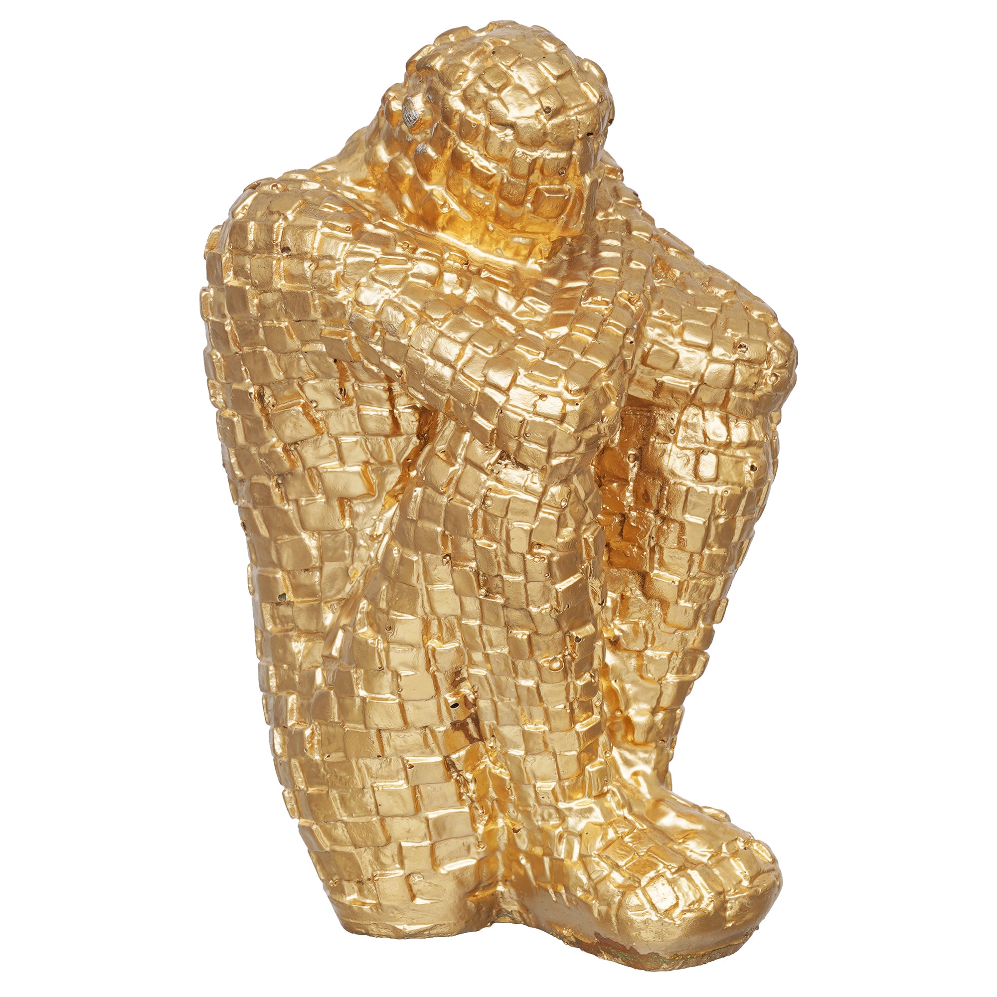 eCraftIndia Golden Polyresin Handcrafted Thinking Man Statue Human Figurine 2