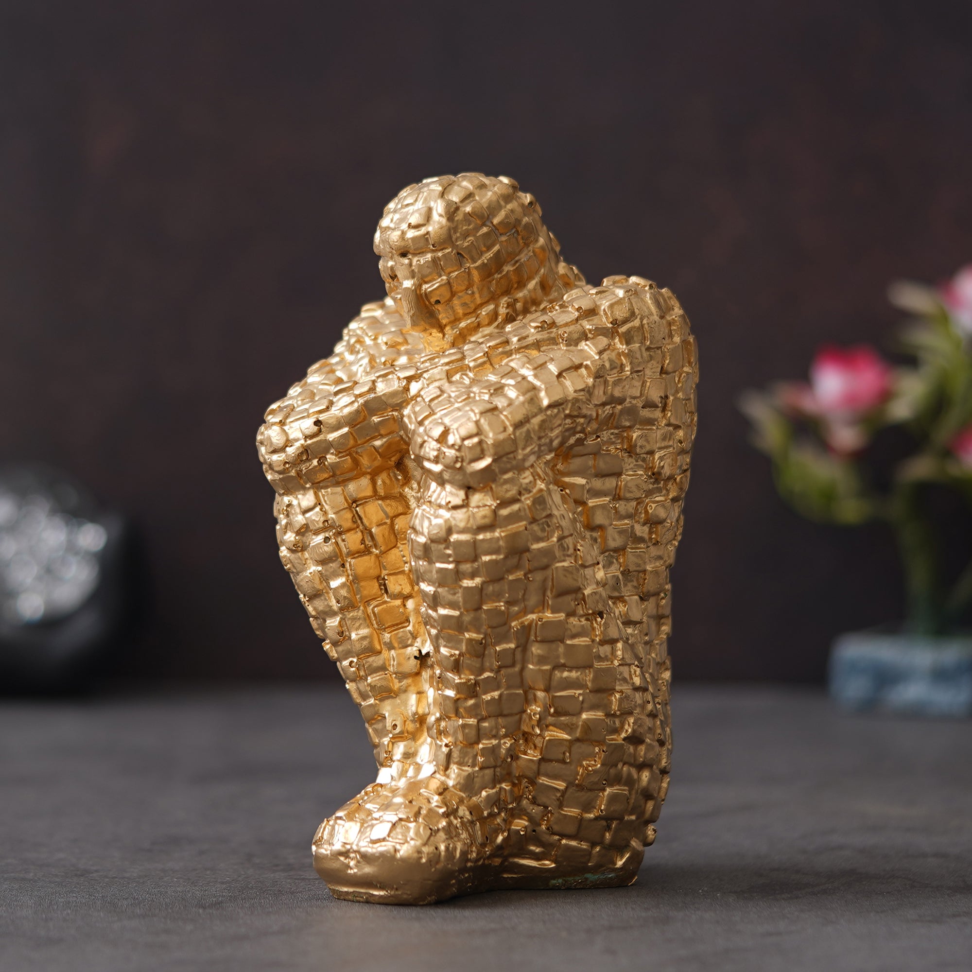 eCraftIndia Golden Polyresin Handcrafted Thinking Man Statue Human Figurine 4