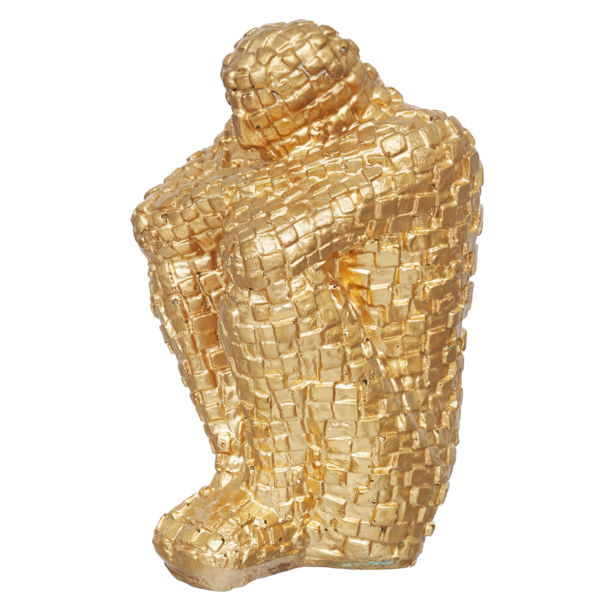 eCraftIndia Golden Polyresin Handcrafted Thinking Man Statue Human Figurine 6