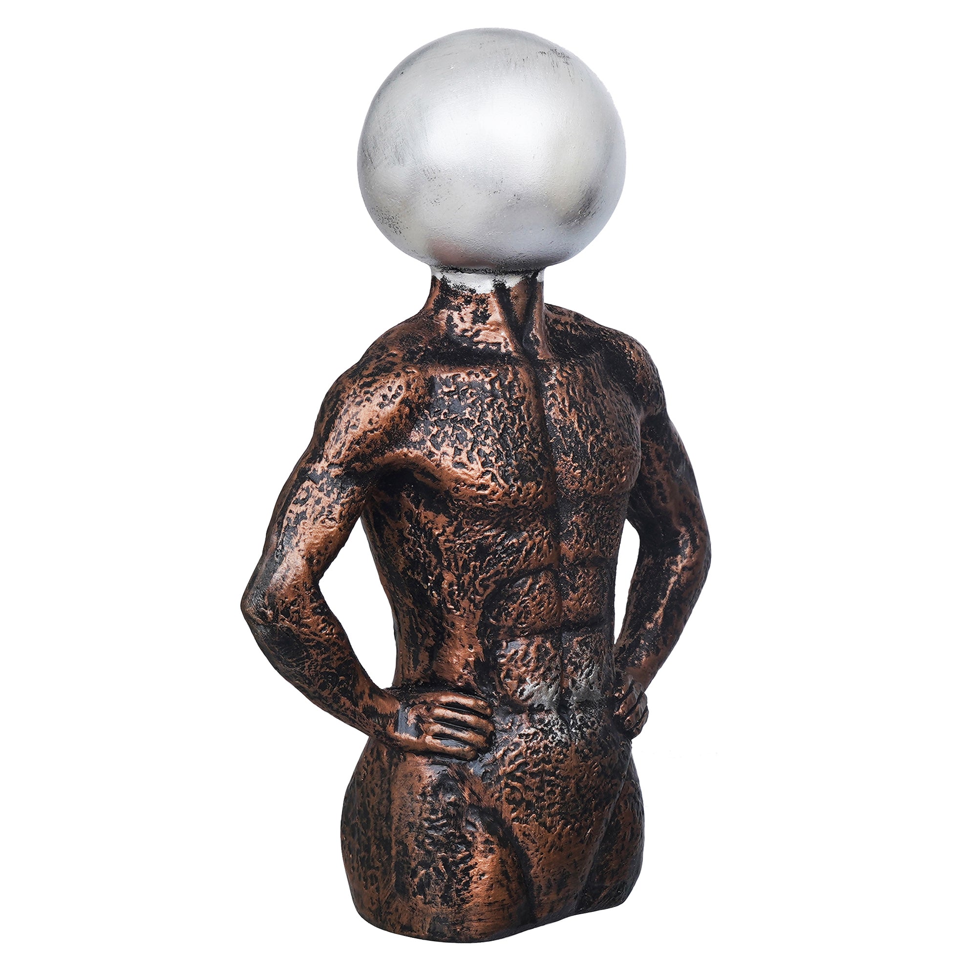 eCraftIndia Copper, Silver Polyresin Men Statue Round Sign On Face Human Figurine Decorative Showpiece 6