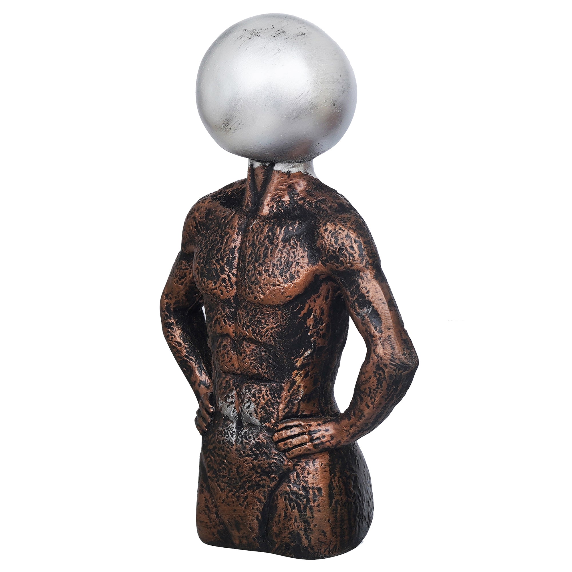 eCraftIndia Copper, Silver Polyresin Men Statue Round Sign On Face Human Figurine Decorative Showpiece 7