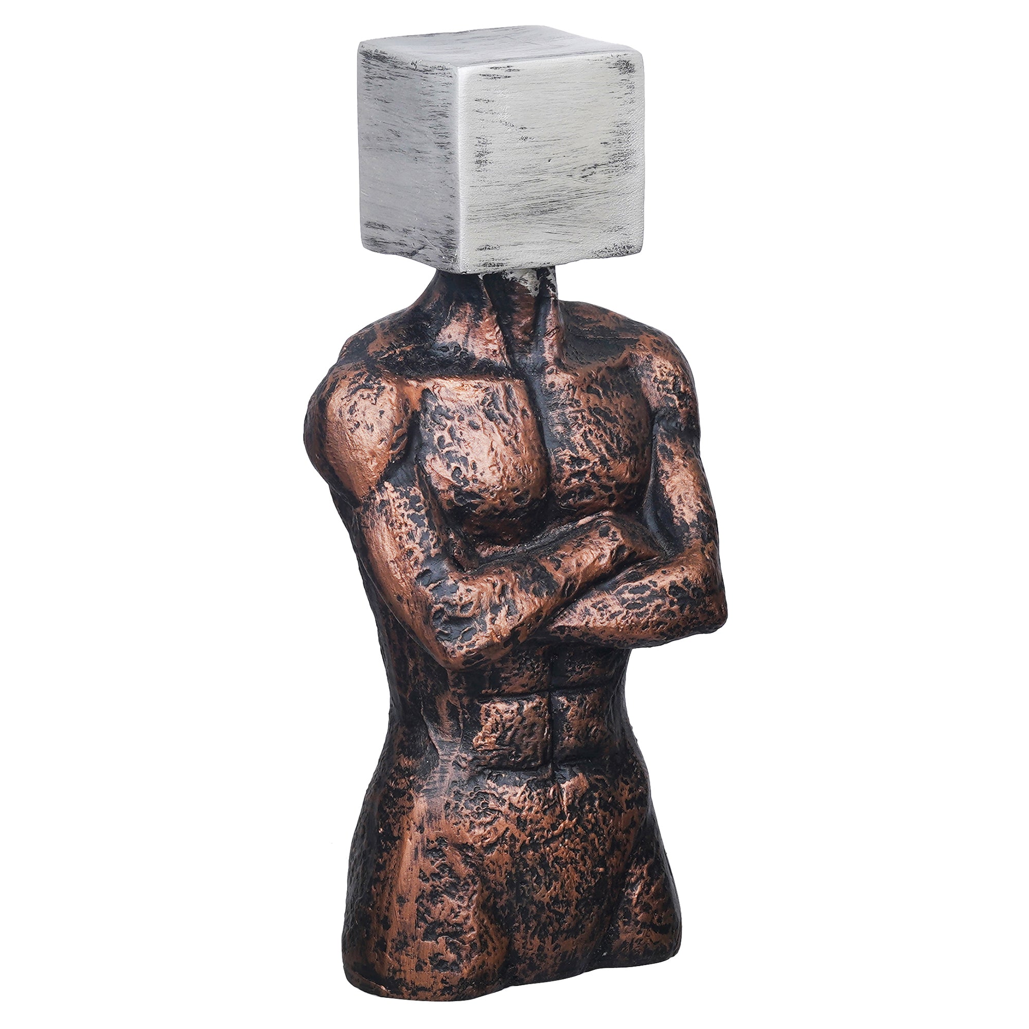 eCraftIndia Copper, Silver Polyresin Men Statue Square Sign On Face Human Figurine Decorative Showpiece 6