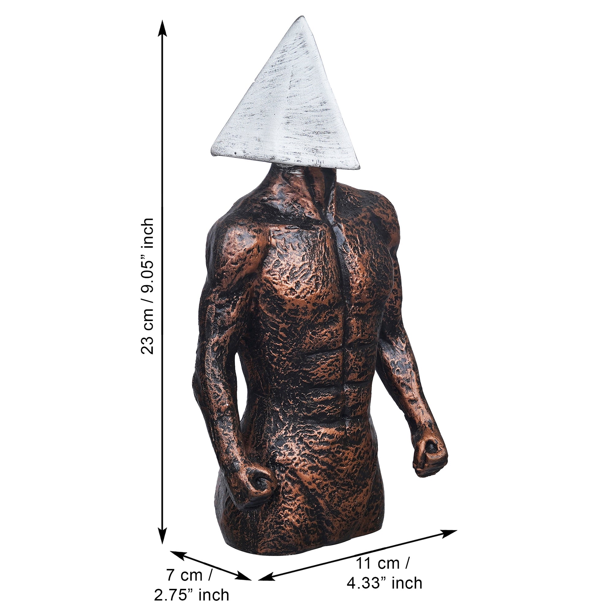 eCraftIndia Copper, Silver Polyresin Men Statue Triangle Sign On Face Human Figurine Decorative Showpiece 3