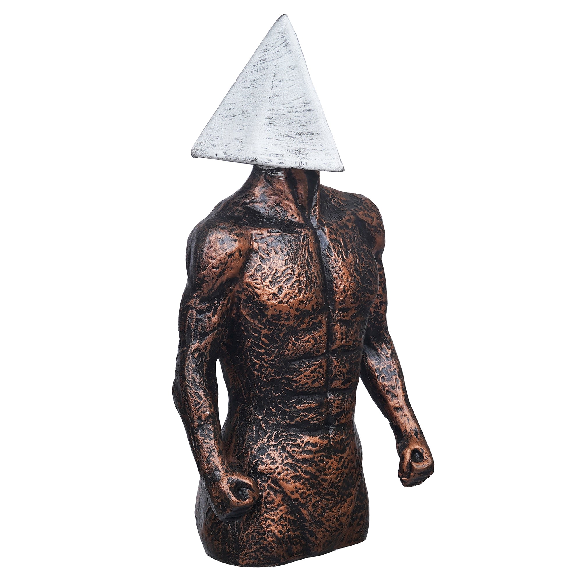 eCraftIndia Copper, Silver Polyresin Men Statue Triangle Sign On Face Human Figurine Decorative Showpiece 6