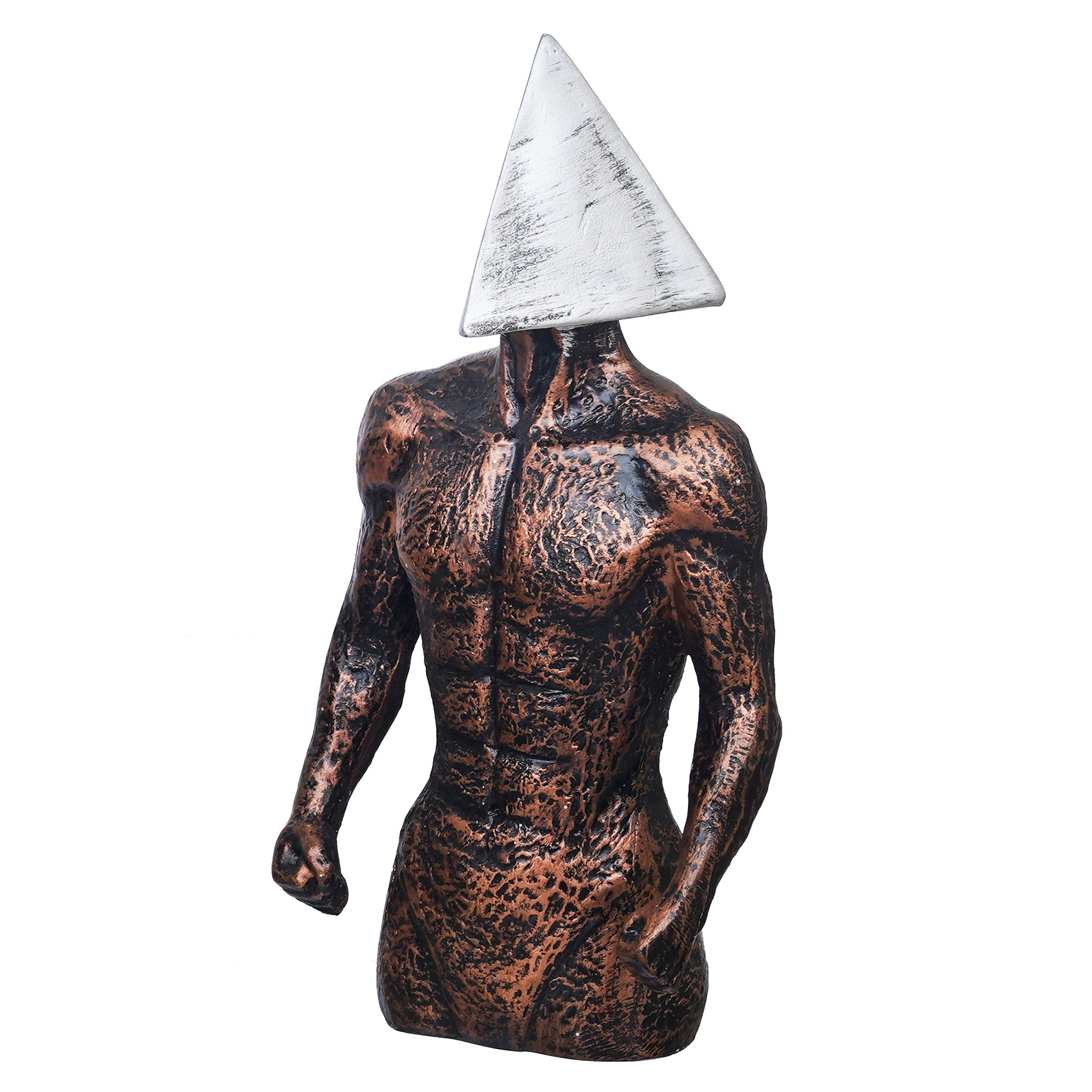 eCraftIndia Copper, Silver Polyresin Men Statue Triangle Sign On Face Human Figurine Decorative Showpiece 7