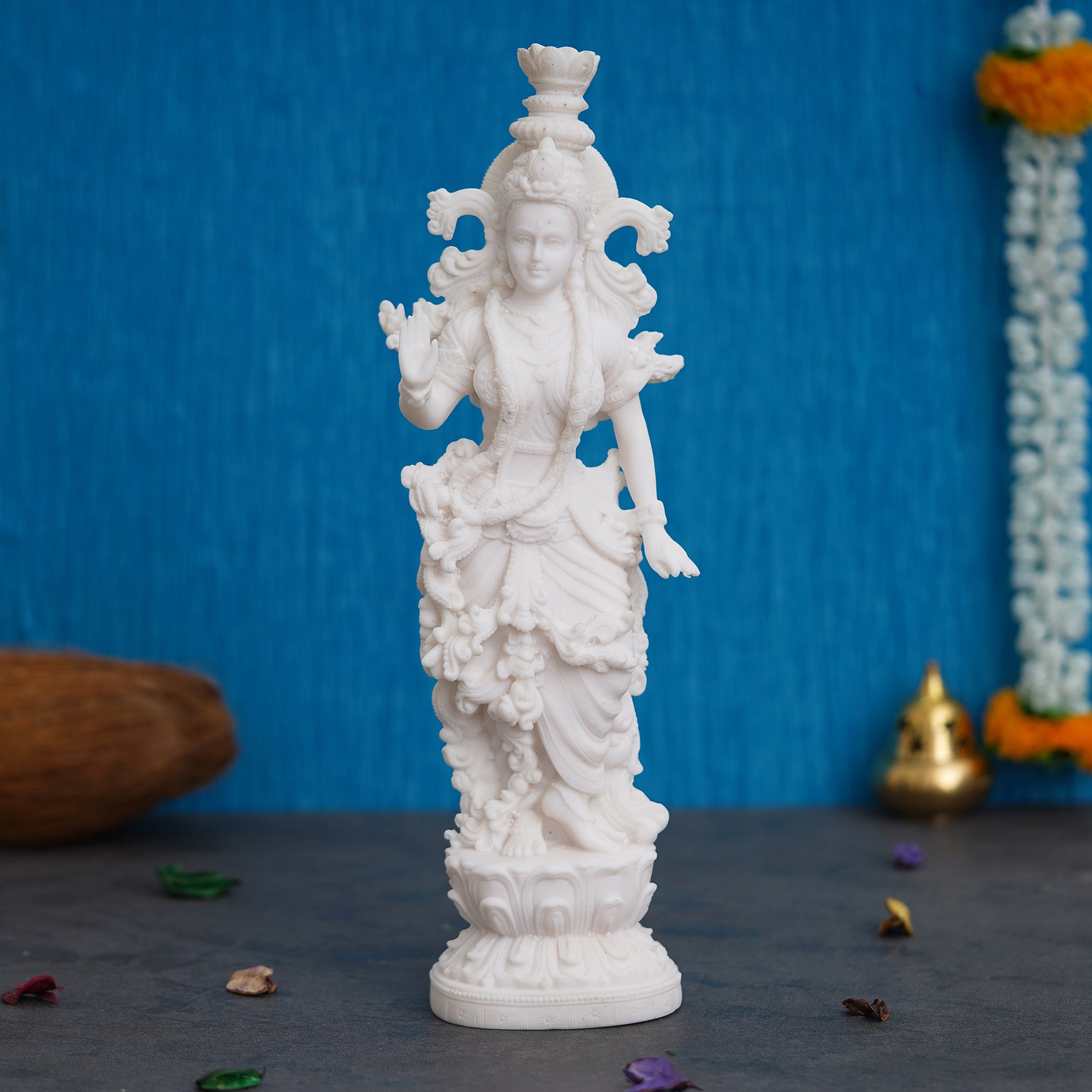 White Polyresin Radha Statue