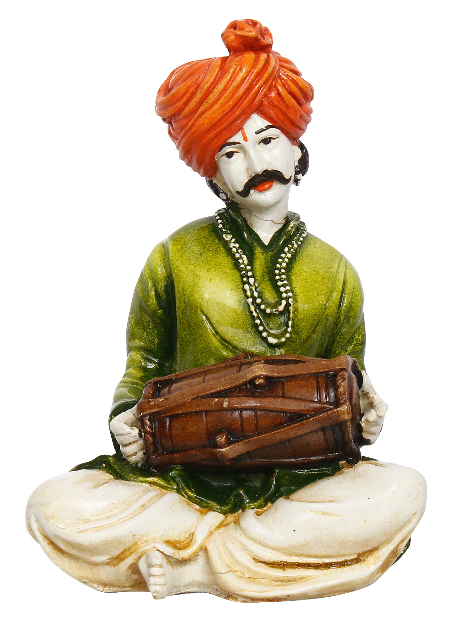 Polyresin Rajasthani Musician Men Statue Playing Dholak Human Figurines Home Decor Showpiece 2