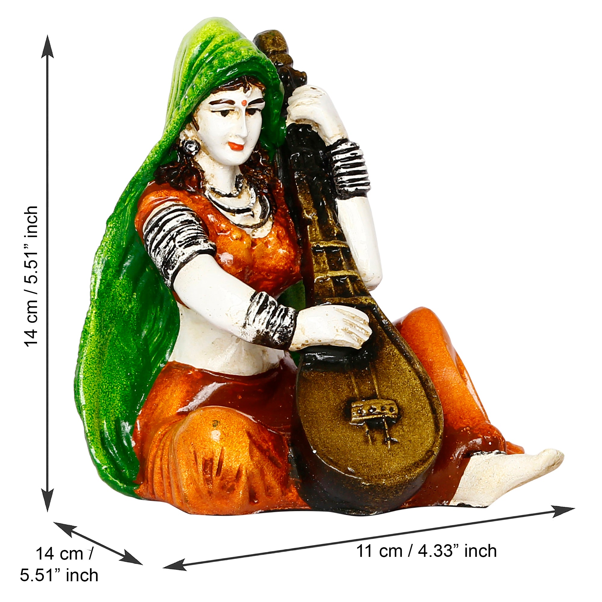 Colorful Combo of Rajasthani Craftsmen and Lady Playing a Musical Instrument Statue 3