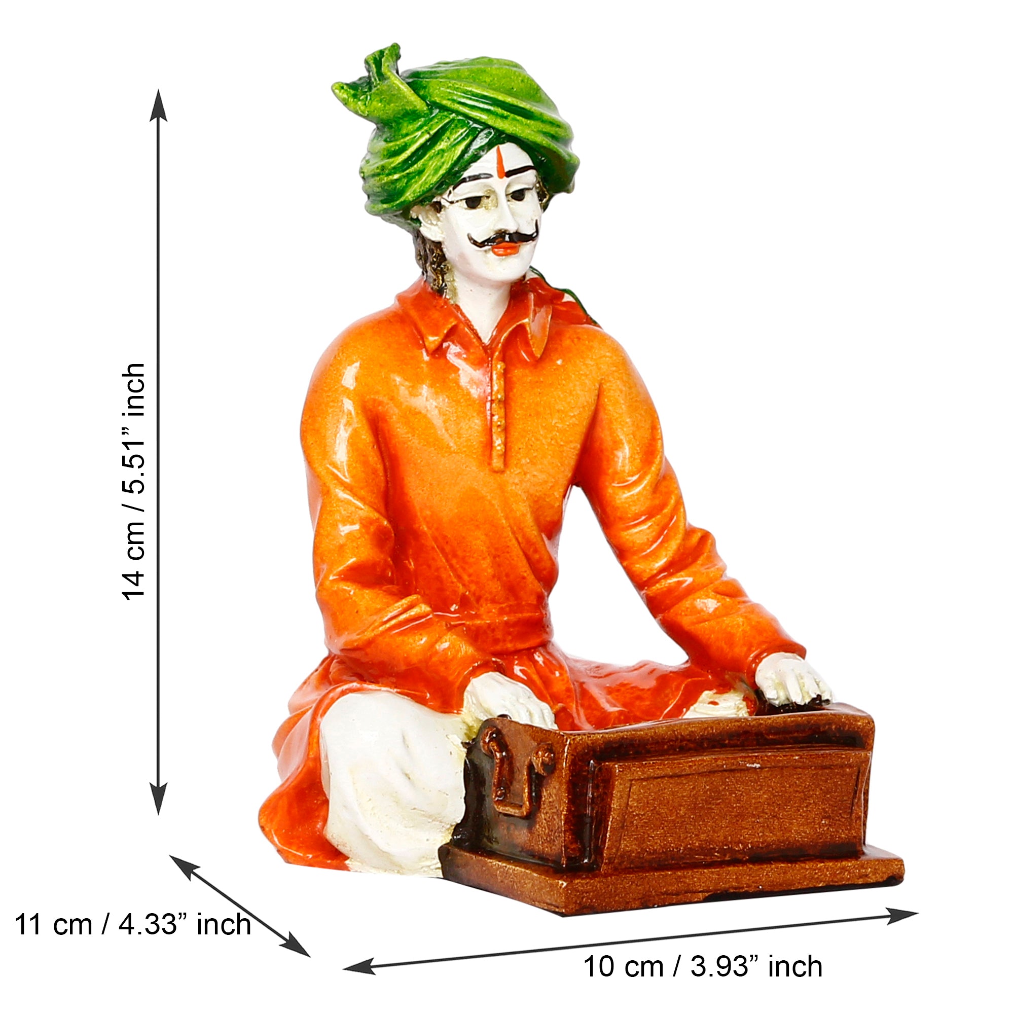 Colorful Combo of Rajasthani Craftsmen and Lady Playing a Musical Instrument Statue 5