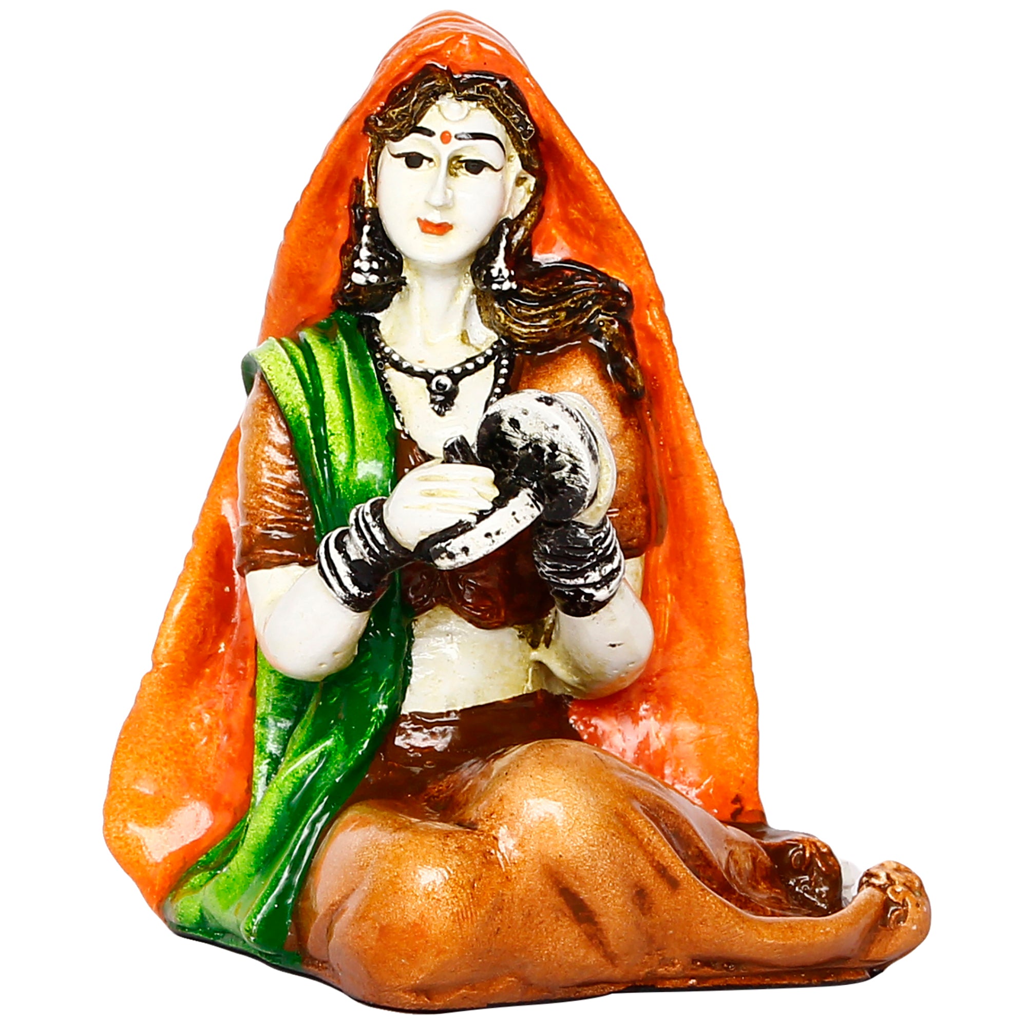 Colorful Combo of Rajasthani Craftsmen and Lady Playing a Musical Instrument Statue 2