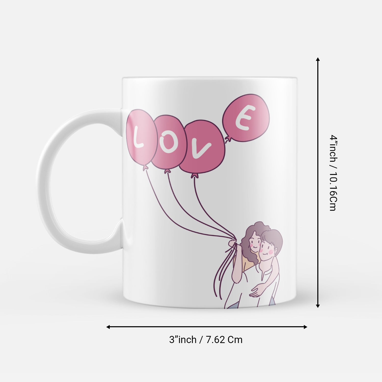 Boy And Girl Holding Love Balloon Valentine Love Theme Ceramic Coffee Mug 3