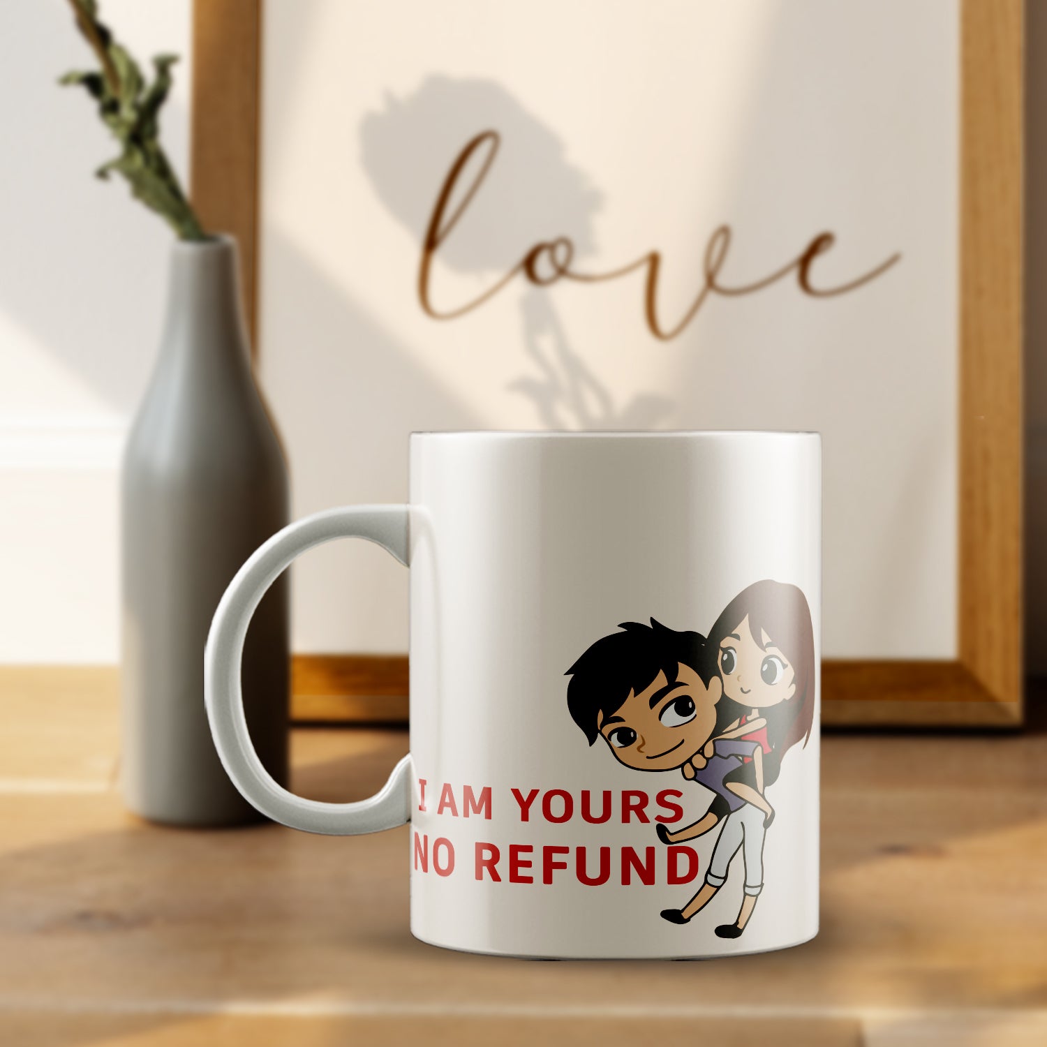 I Am Yours No Refund Quote With Couple Valentine Love Theme Ceramic Coffee Mug 1