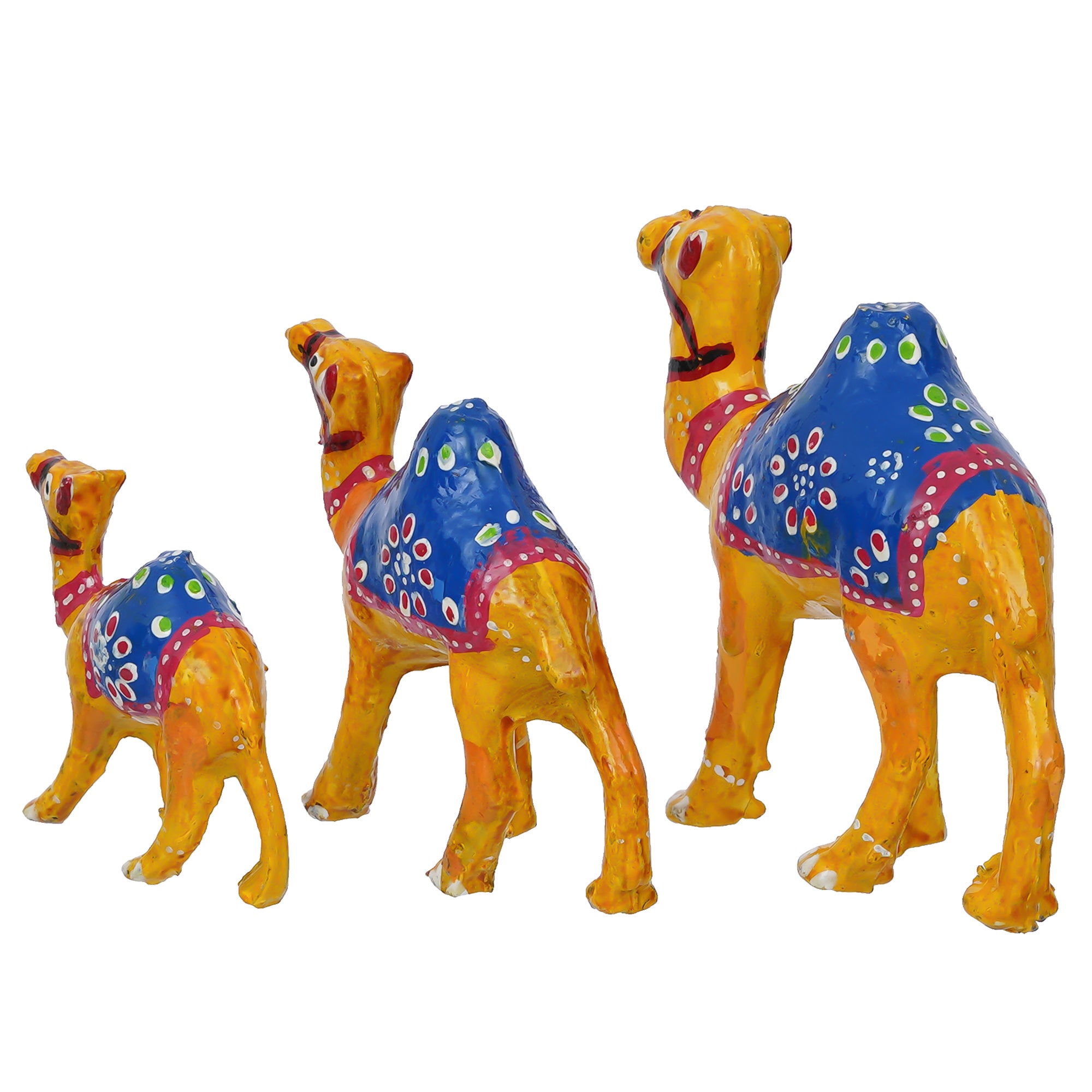 Set of 3 Decorative Camel Showpiece Animal Figurines- Multicolor 3