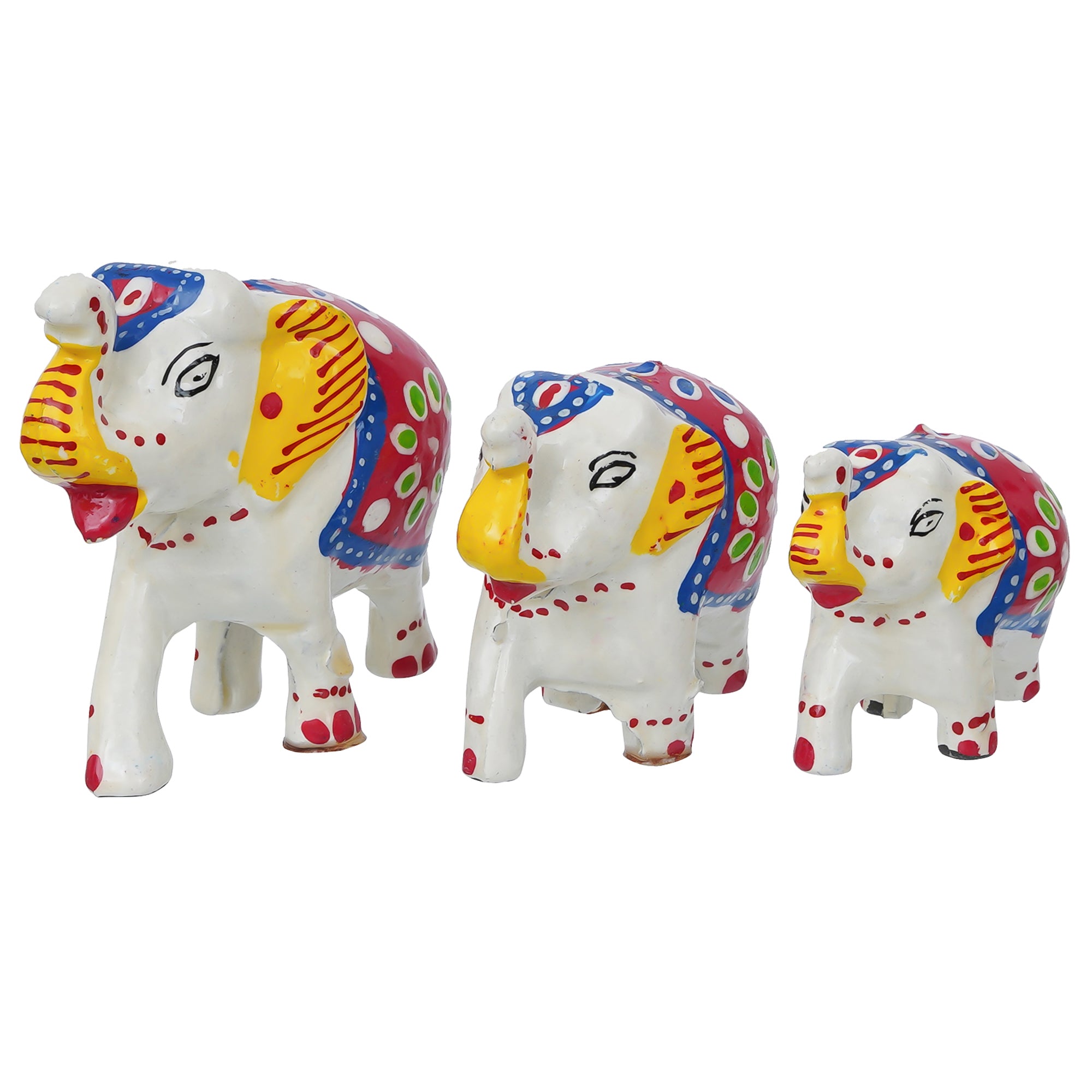 Set of 3 Designer Elephant Showpiece Animal Figurines- Multicolor 2