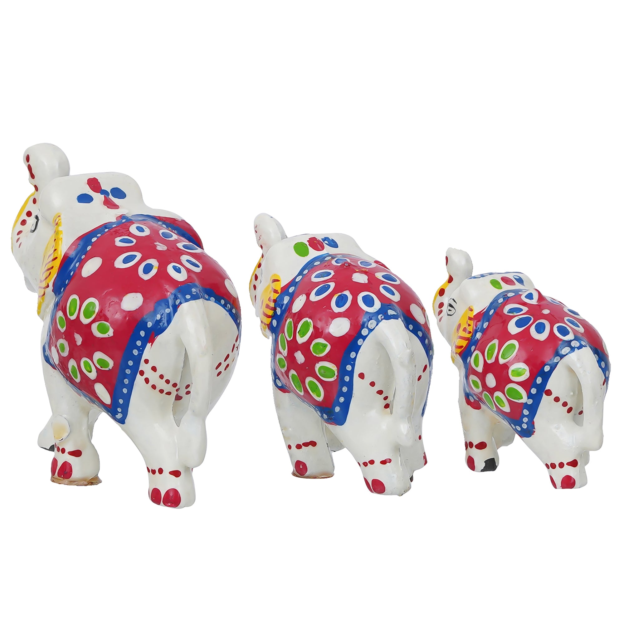 Set of 3 Designer Elephant Showpiece Animal Figurines- Multicolor 4