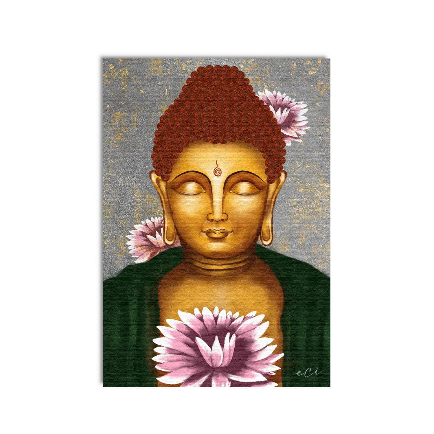 Peaceful Gautam Buddha Original Design Canvas Printed Wall Painting ...