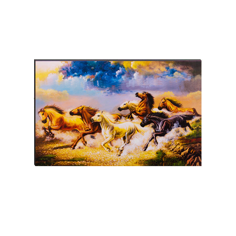 6MM MDF 7 Lucky Running Horses Satin Matt Texture UV Art Painting