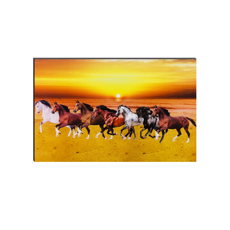 6MM MDF 7 Lucky Running Horses Satin Matt Texture UV Art Painting