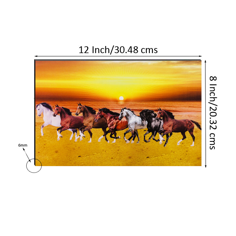 6MM MDF 7 Lucky Running Horses Satin Matt Texture UV Art Painting 2