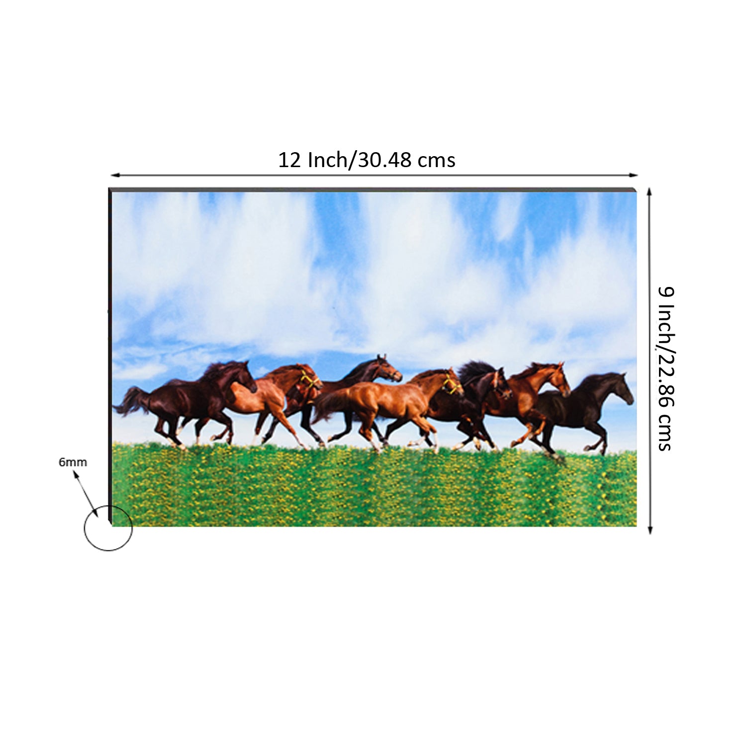 6MM MDF 7 Lucky Running Horses Satin Matt Texture UV Art Painting 2