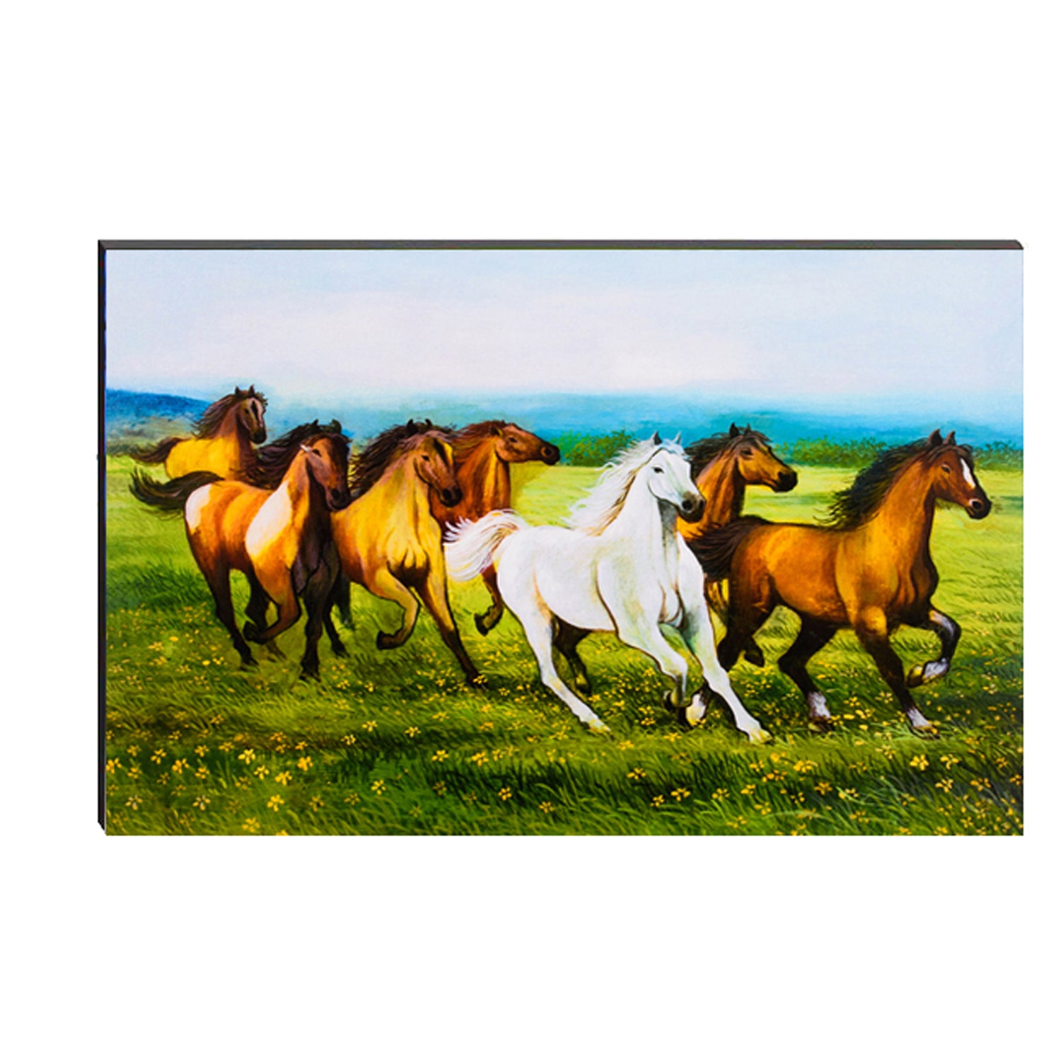 6MM MDF 7 Lucky Running Horses Satin Matt Texture UV Art Painting