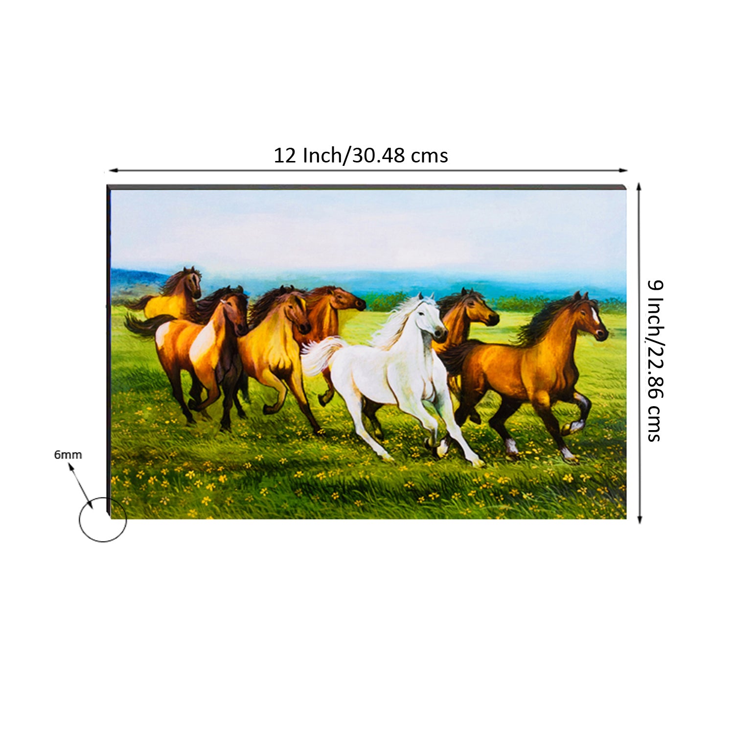 6MM MDF 7 Lucky Running Horses Satin Matt Texture UV Art Painting 2