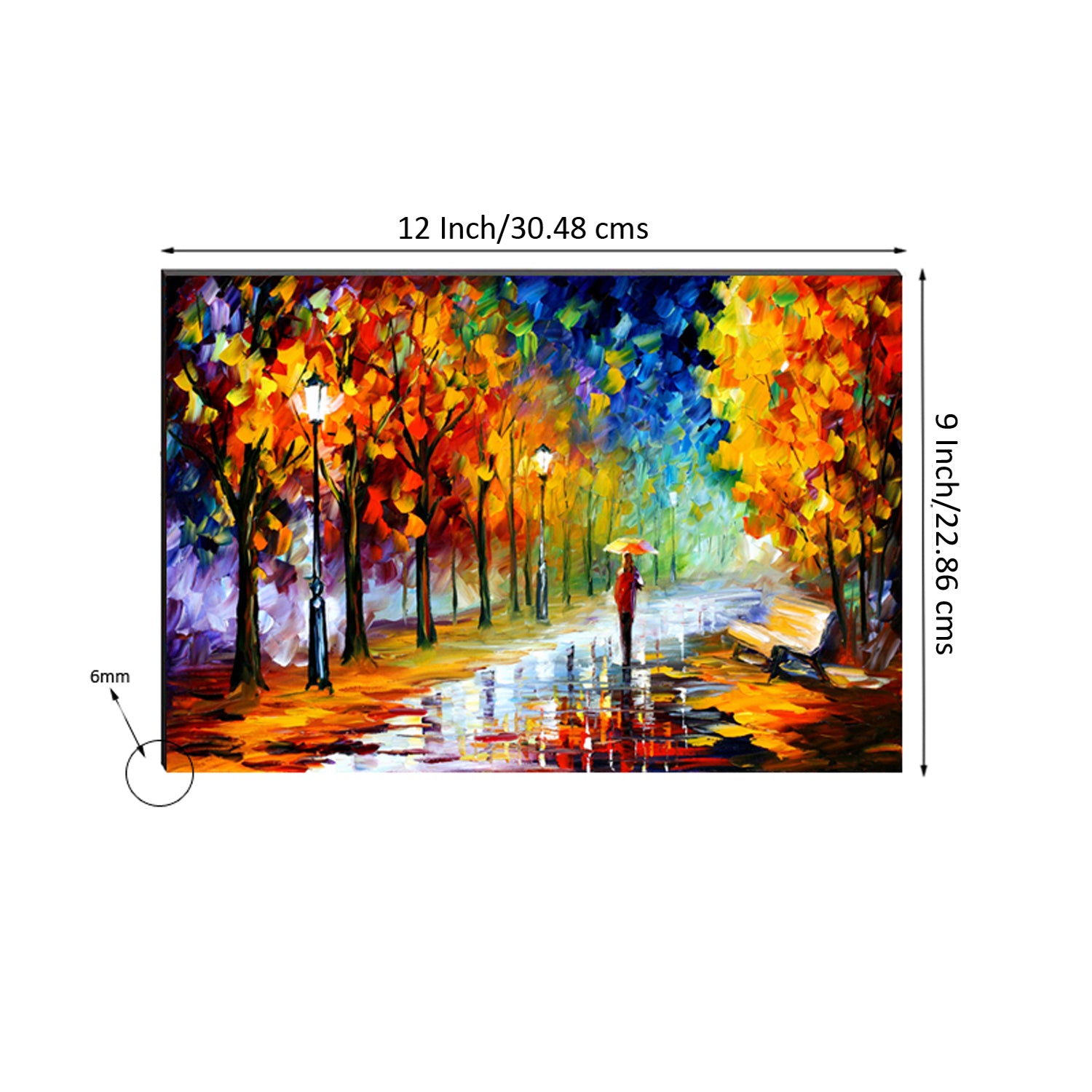 6MM MDF Alone Person Under Umbrella in Rain Satin Matt Texture UV Art Painting 2