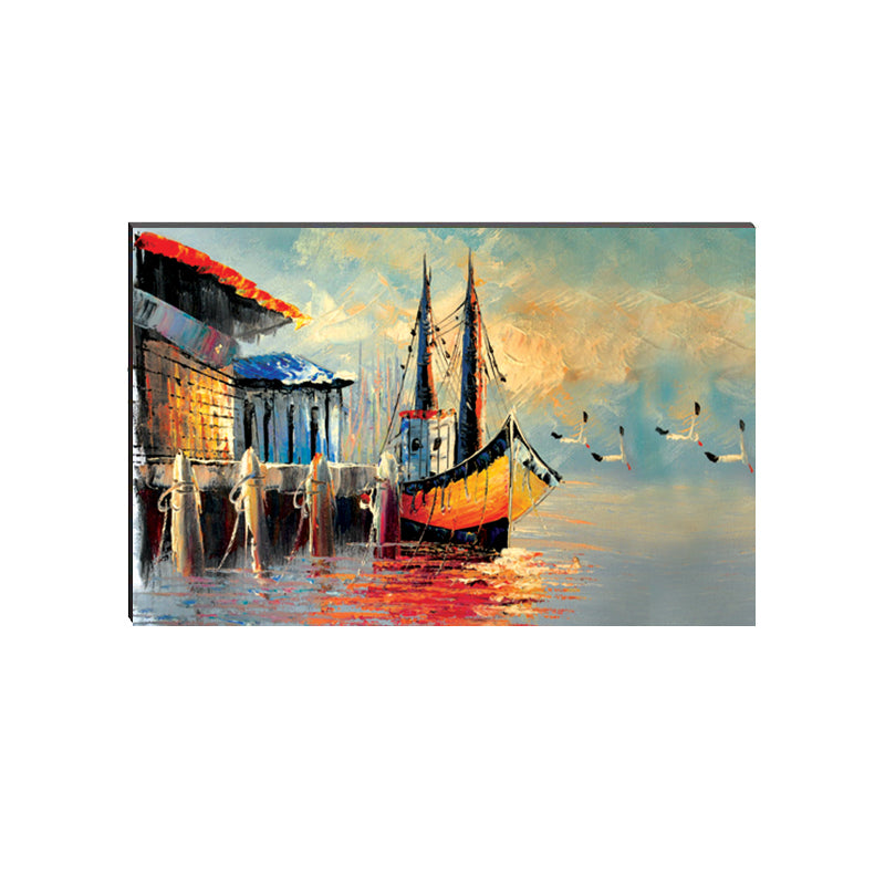 6MM MDF Boat in River View Satin Matt Texture UV Art Painting