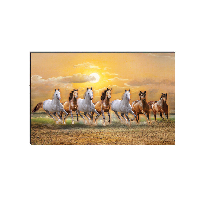 6MM MDF 7 Lucky Running Horses Satin Matt Texture UV Art Painting