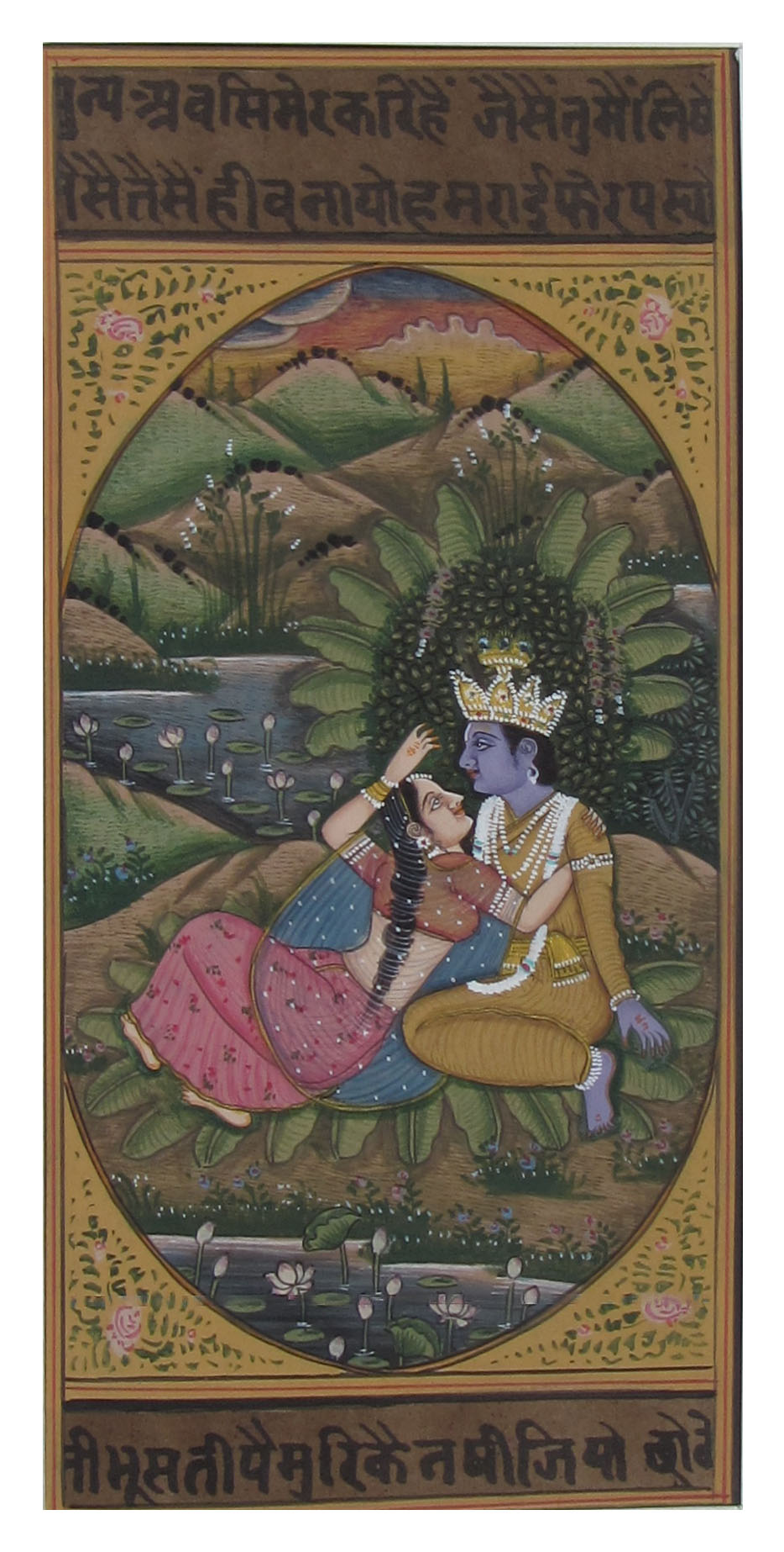 eternal love of Radha Krishna Original Art Paper Painting