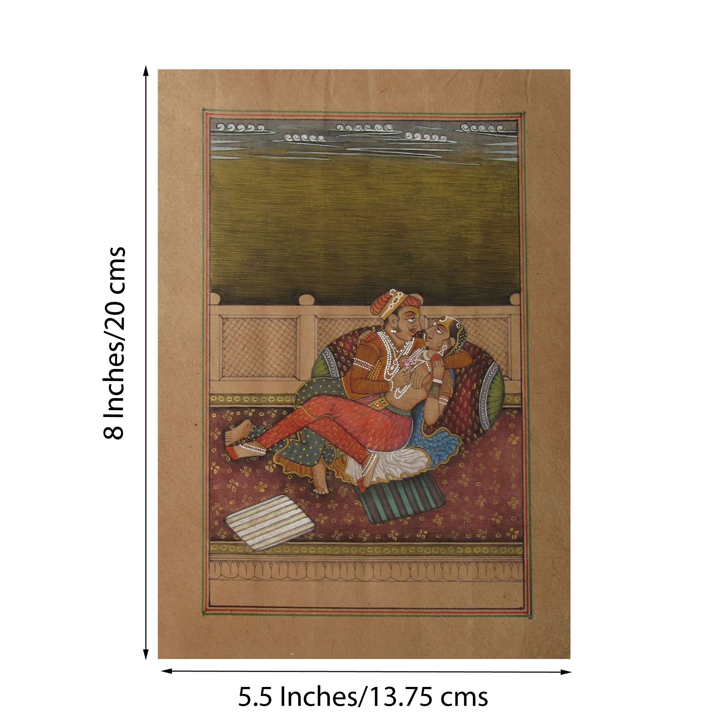 Splendid Mughal Couple Original Art Paper Painting 1