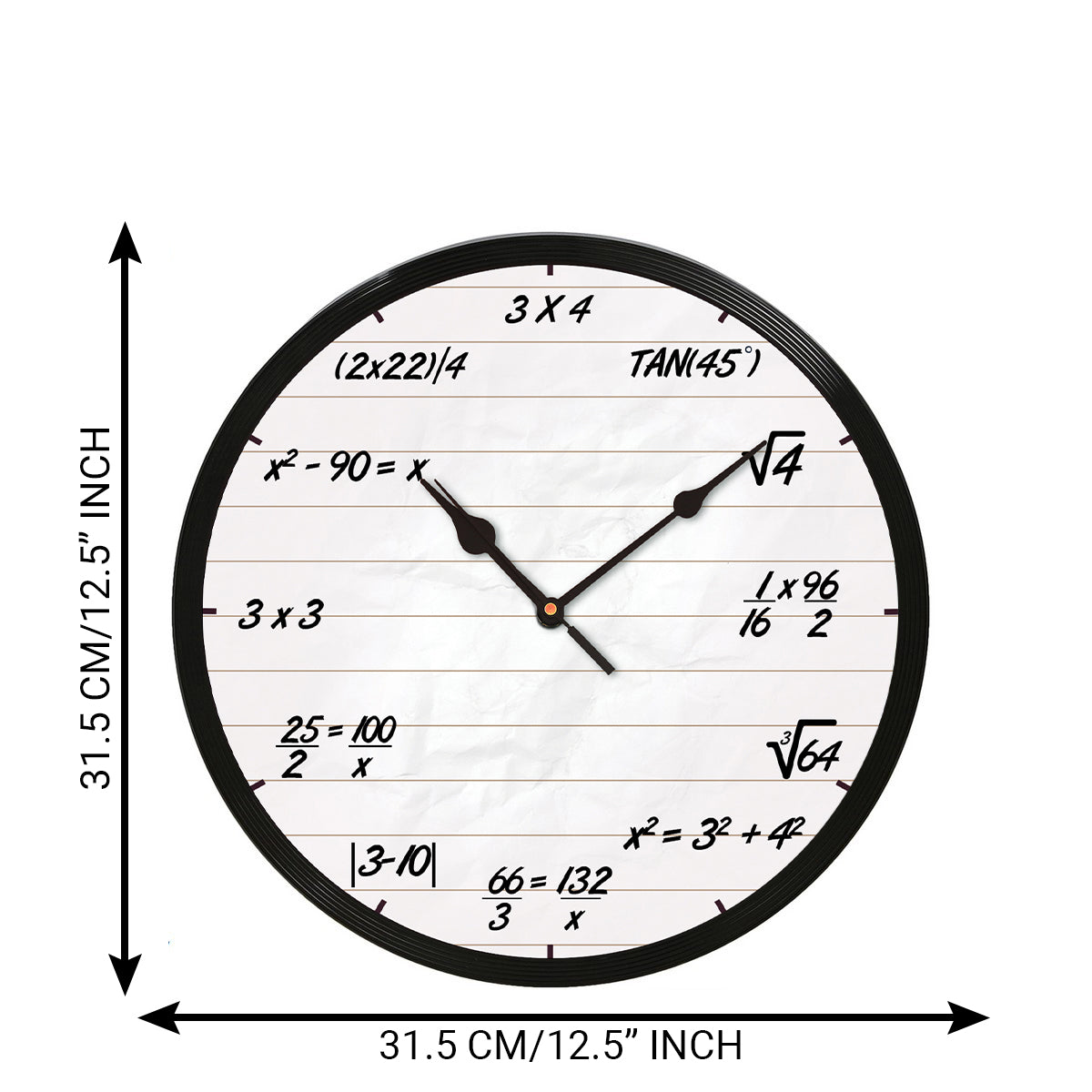 Black Plastic Round Shape Analog "Math Equations" Designer Wall Clock 3