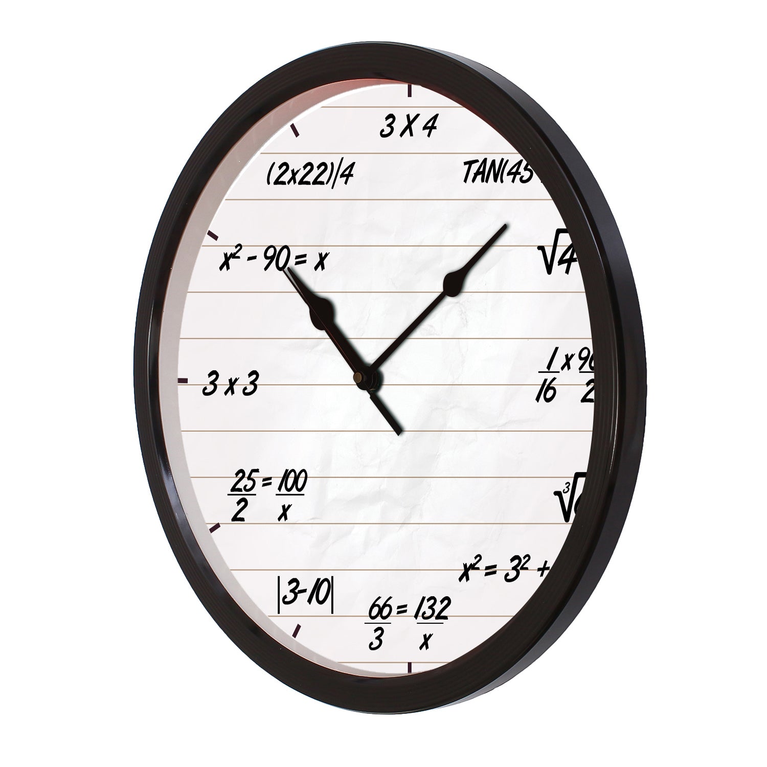 Black Plastic Round Shape Analog "Math Equations" Designer Wall Clock 4