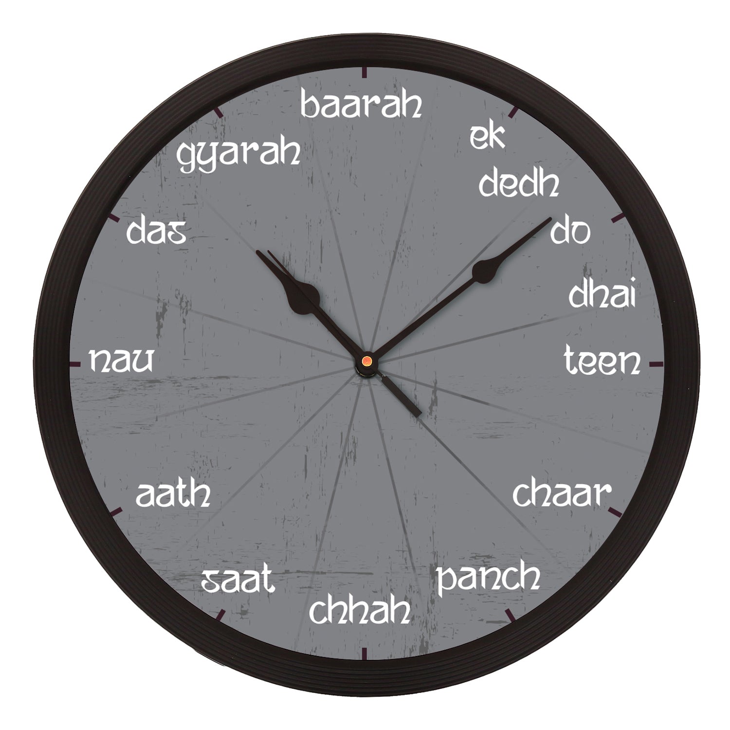 Hindi Numbers Theme Round Shape Analog Designer Wall Clock