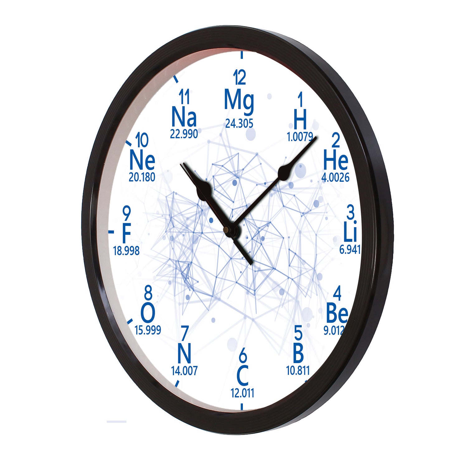 Black Plastic Round Shape "scientific Periodic Table 12 Elements Name" Designer Wall Clock 4