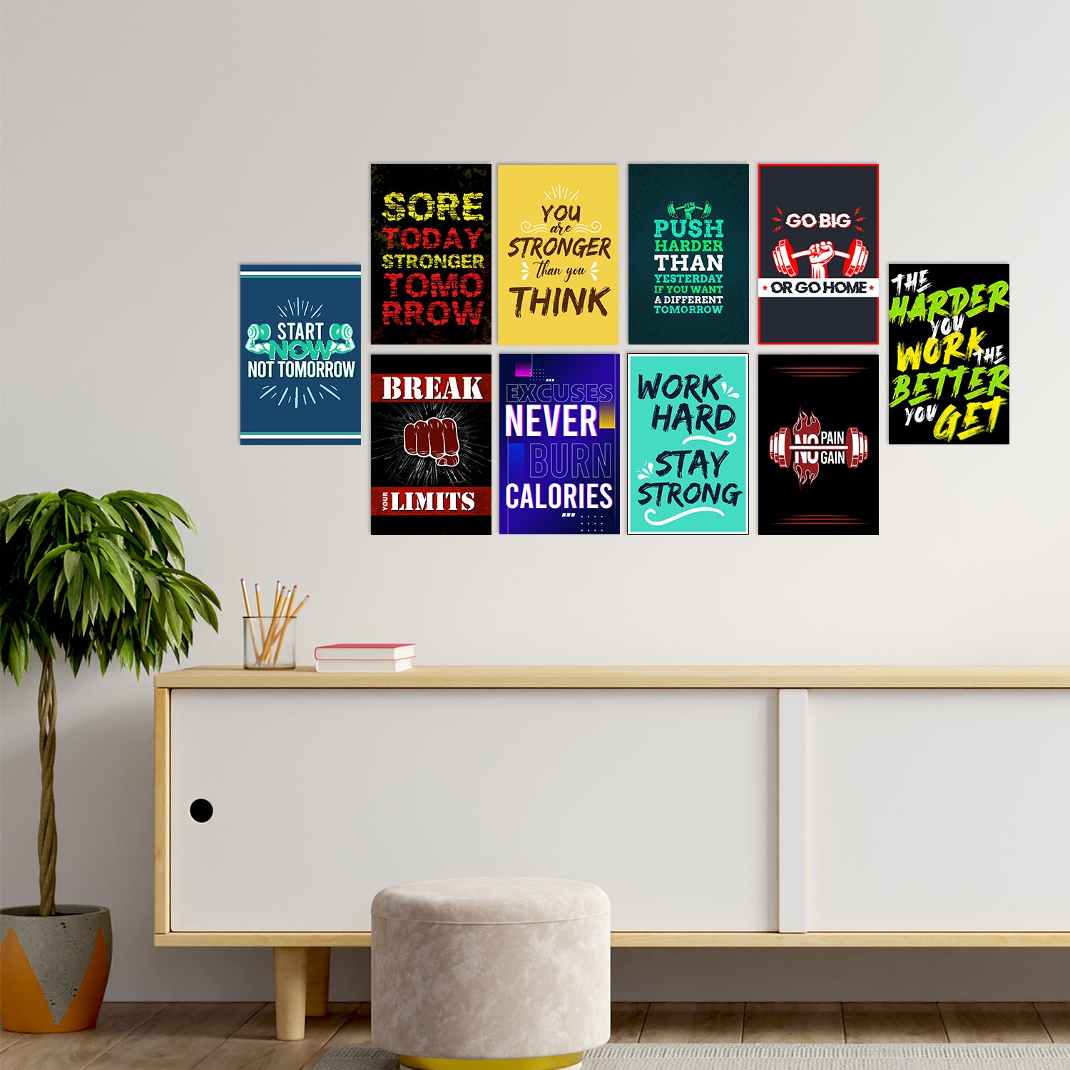 Set of 10 Motivational Quotes High Quality Printed 300 GSM Posters with Glue Drops 2