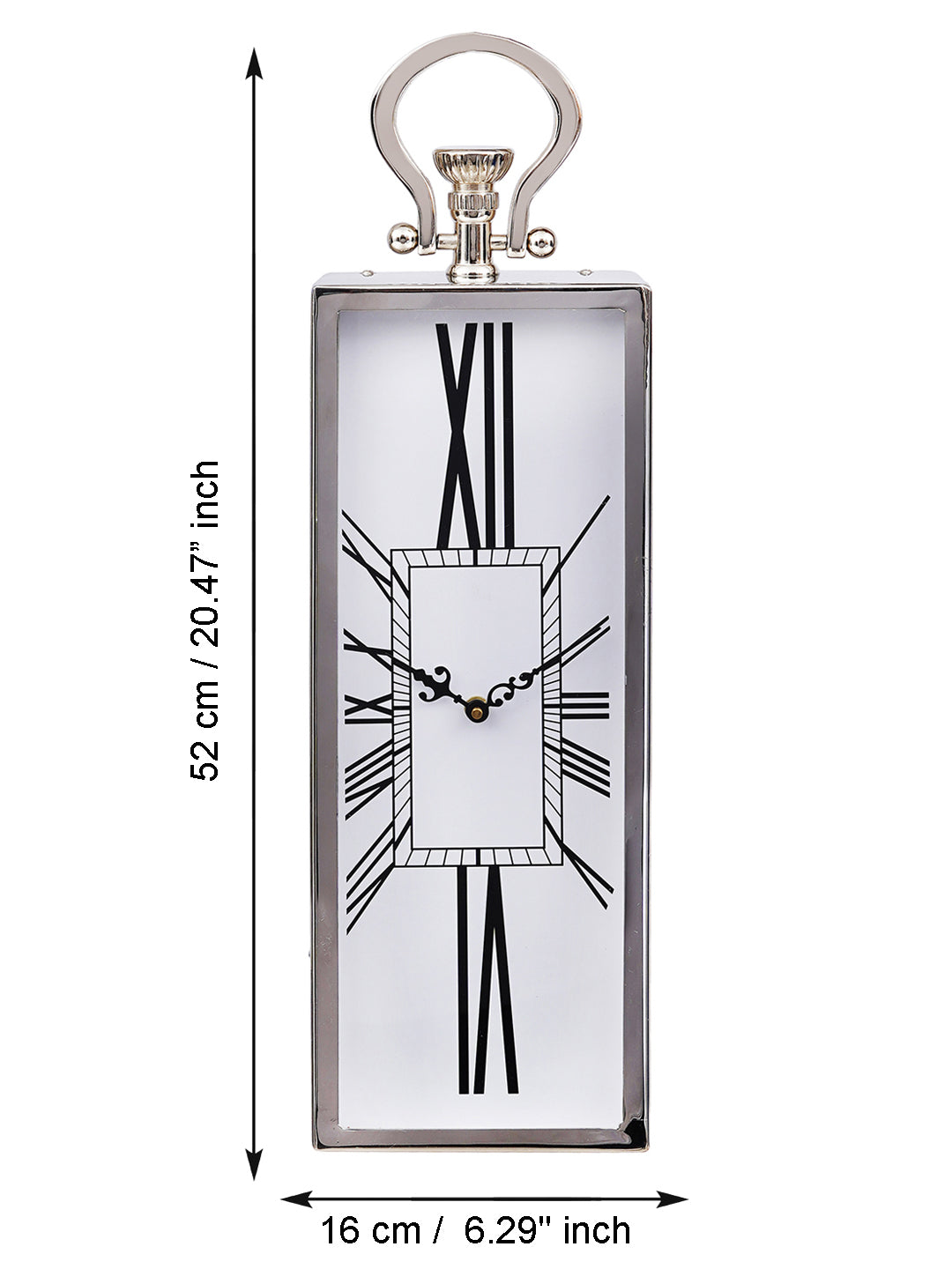 Iron Silver Color Rectangle Wall Mounted Wall Clock (52*16 cm), Made in India 2