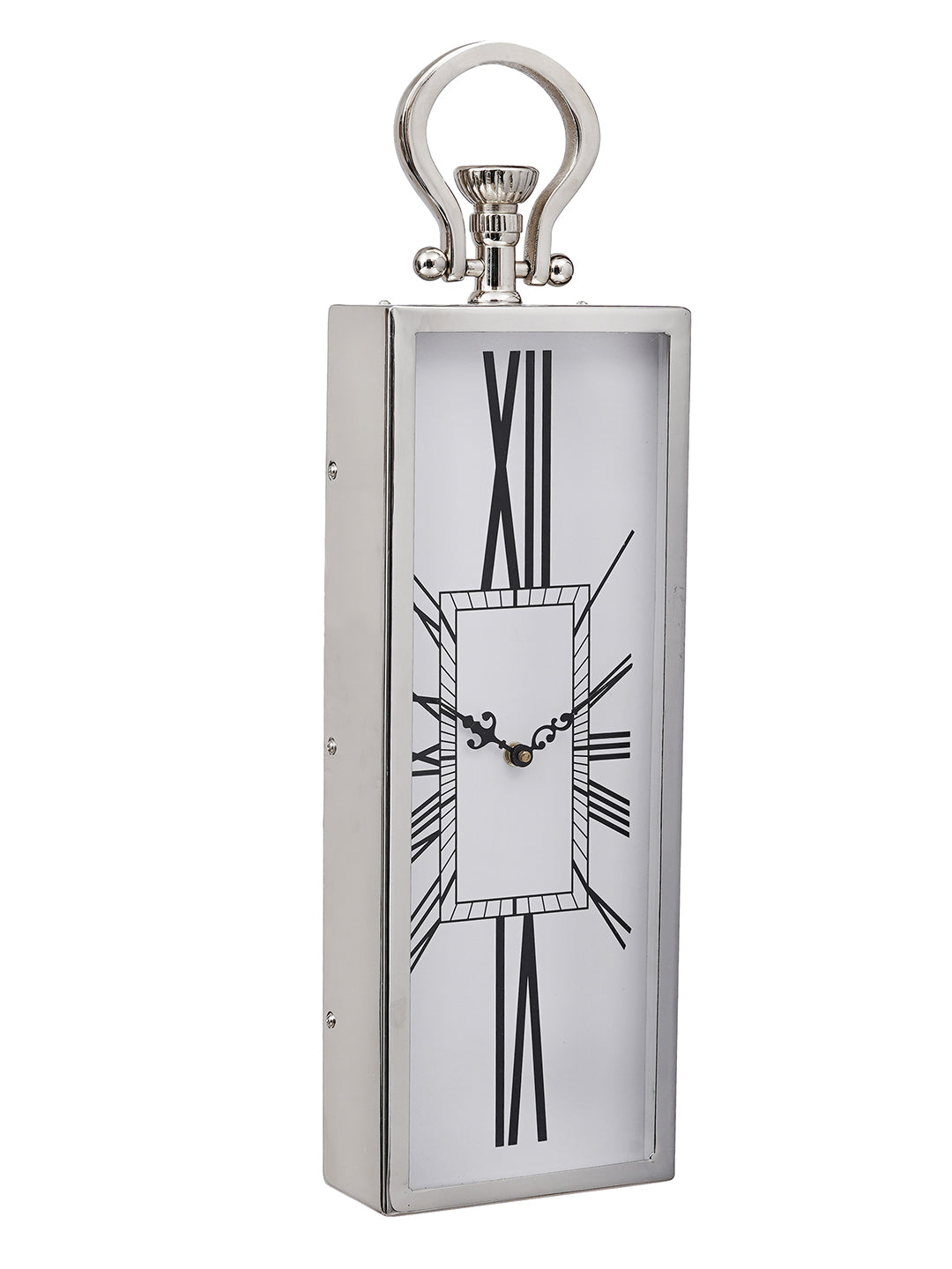 Iron Silver Color Rectangle Wall Mounted Wall Clock (52*16 cm), Made in India 3