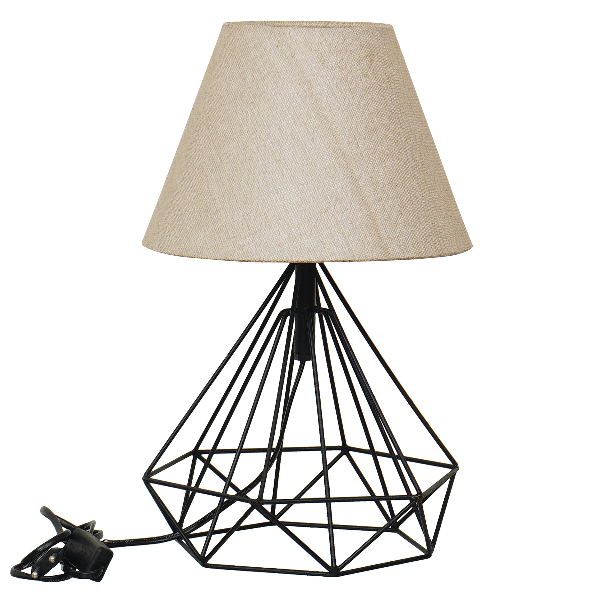 White & Black Diamond Cage Modern Table Iron Night Lamp 2