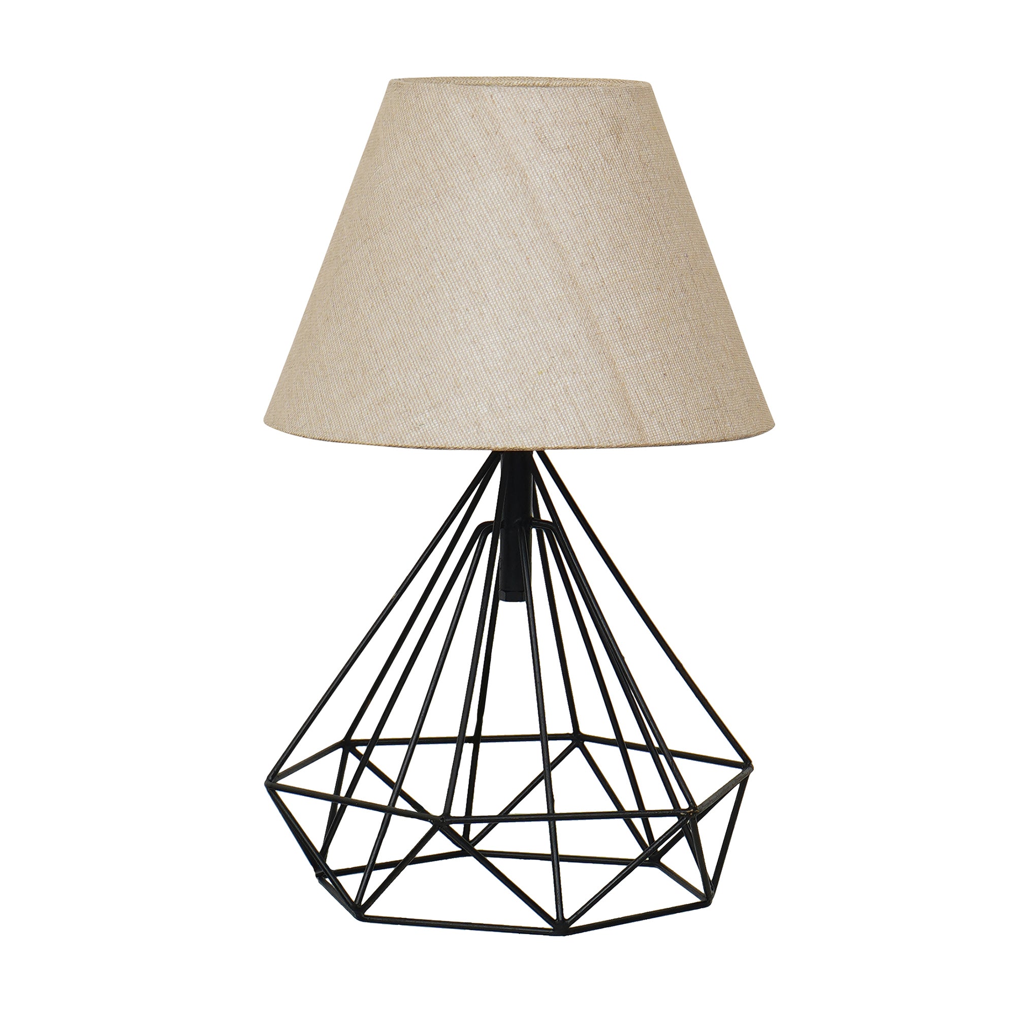 White & Black Diamond Cage Modern Table Iron Night Lamp 4