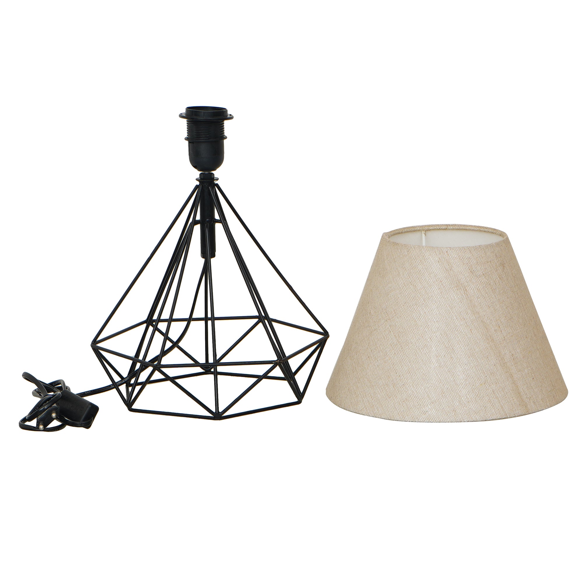 White & Black Diamond Cage Modern Table Iron Night Lamp 6