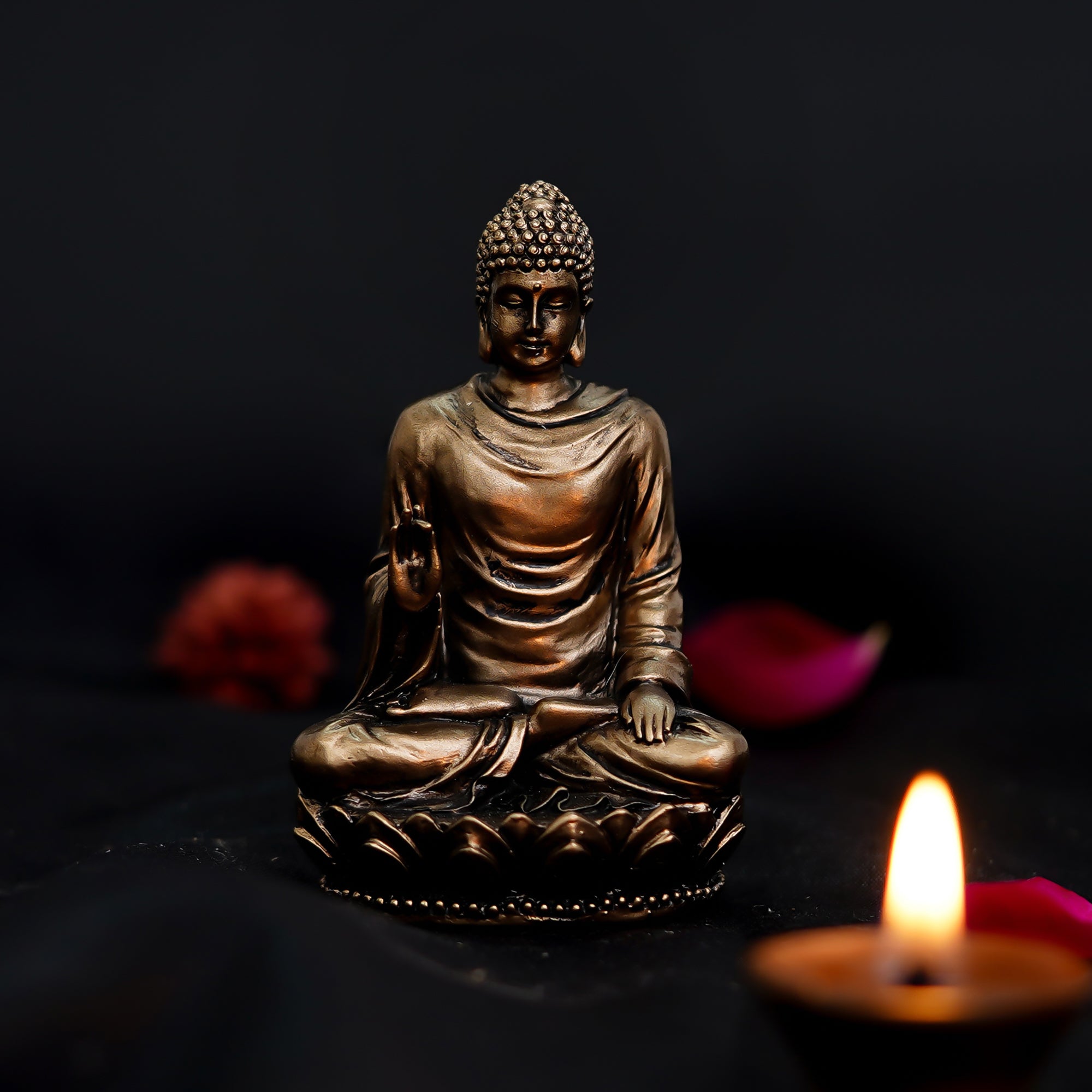 Cold Cast Bronze Resin Meditating Lord Buddha Statue 6