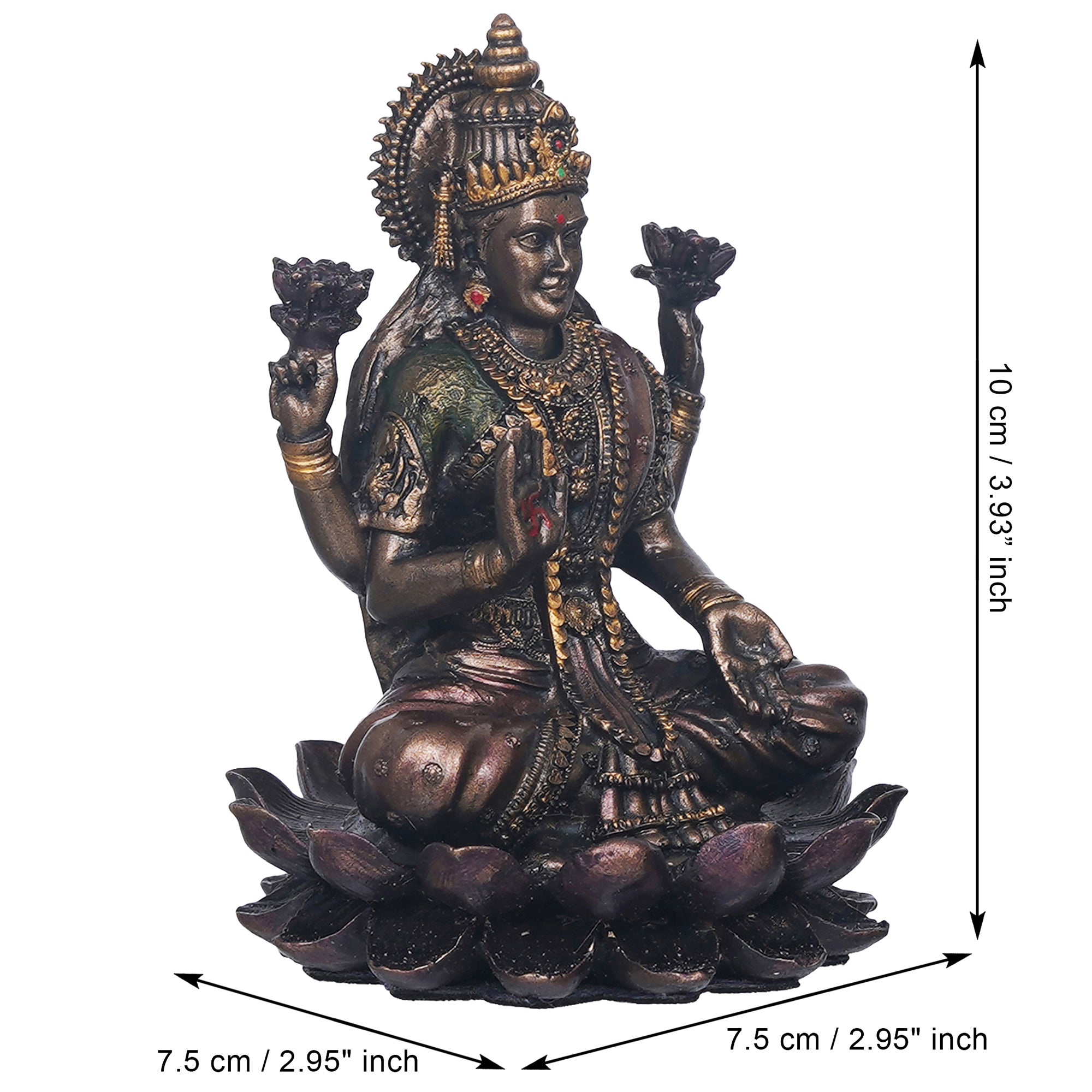 eCraftIndia Polyresin Handcrafted Blessing Goddess Lakshmi Statue sitting on the Lotus Flower 3