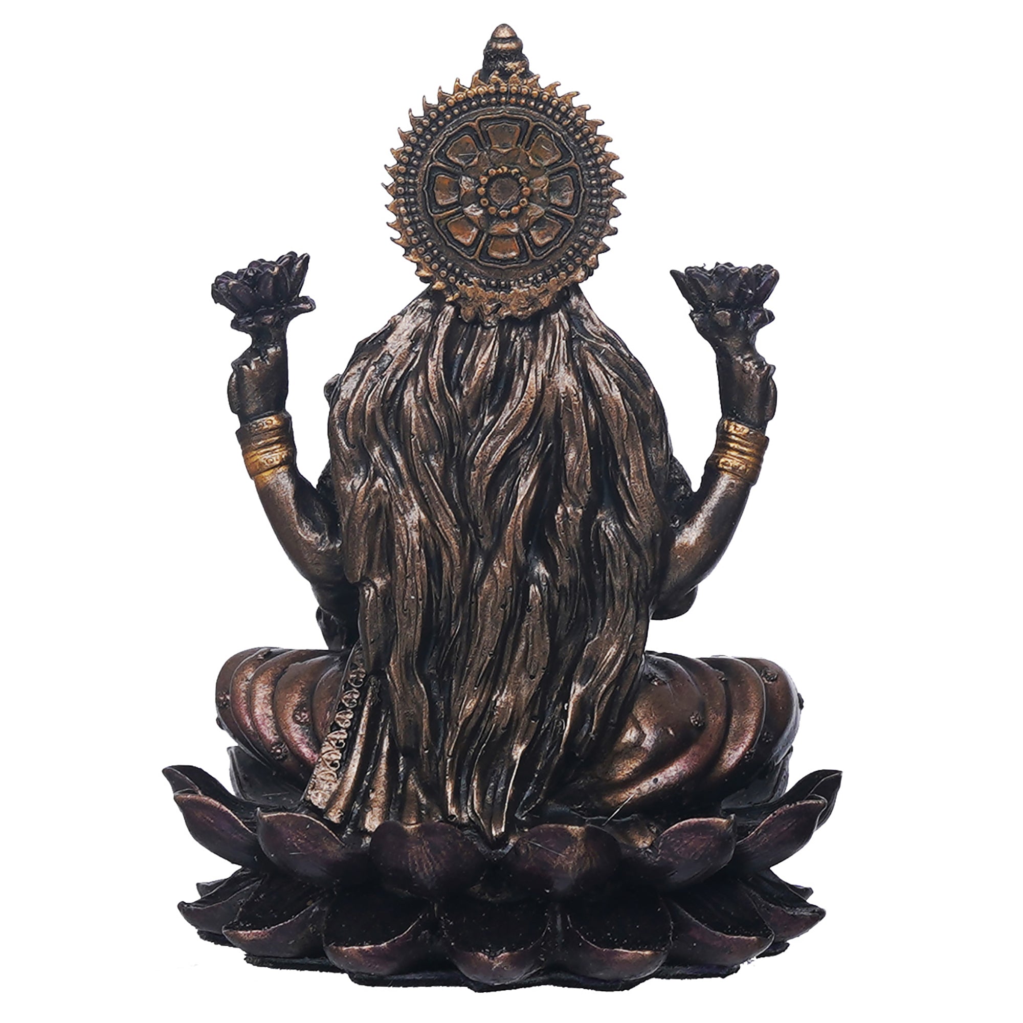 eCraftIndia Polyresin Handcrafted Blessing Goddess Lakshmi Statue sitting on the Lotus Flower 8