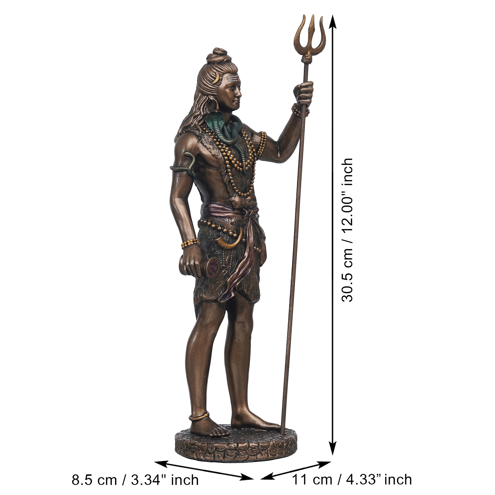 eCraftIndia Polyresin Bronze Finish Standing Lord Shiva Statue with Trishul and Damru - Hindu God Idol 3