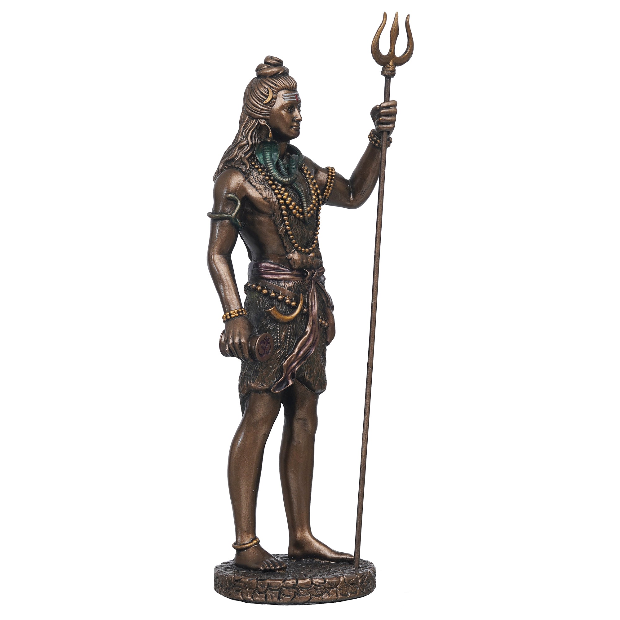 eCraftIndia Polyresin Bronze Finish Standing Lord Shiva Statue with Trishul and Damru - Hindu God Idol 6