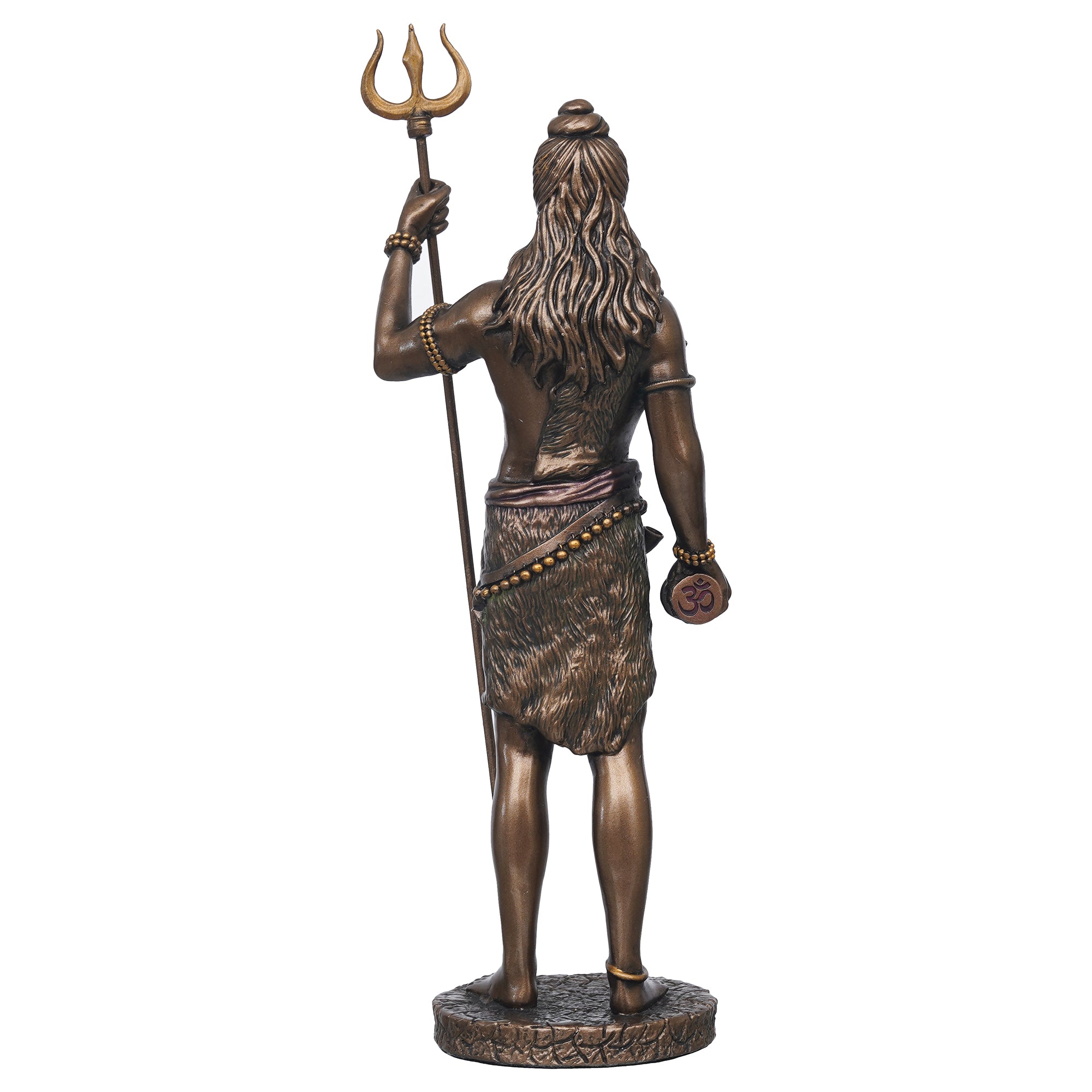 eCraftIndia Polyresin Bronze Finish Standing Lord Shiva Statue with Trishul and Damru - Hindu God Idol 8