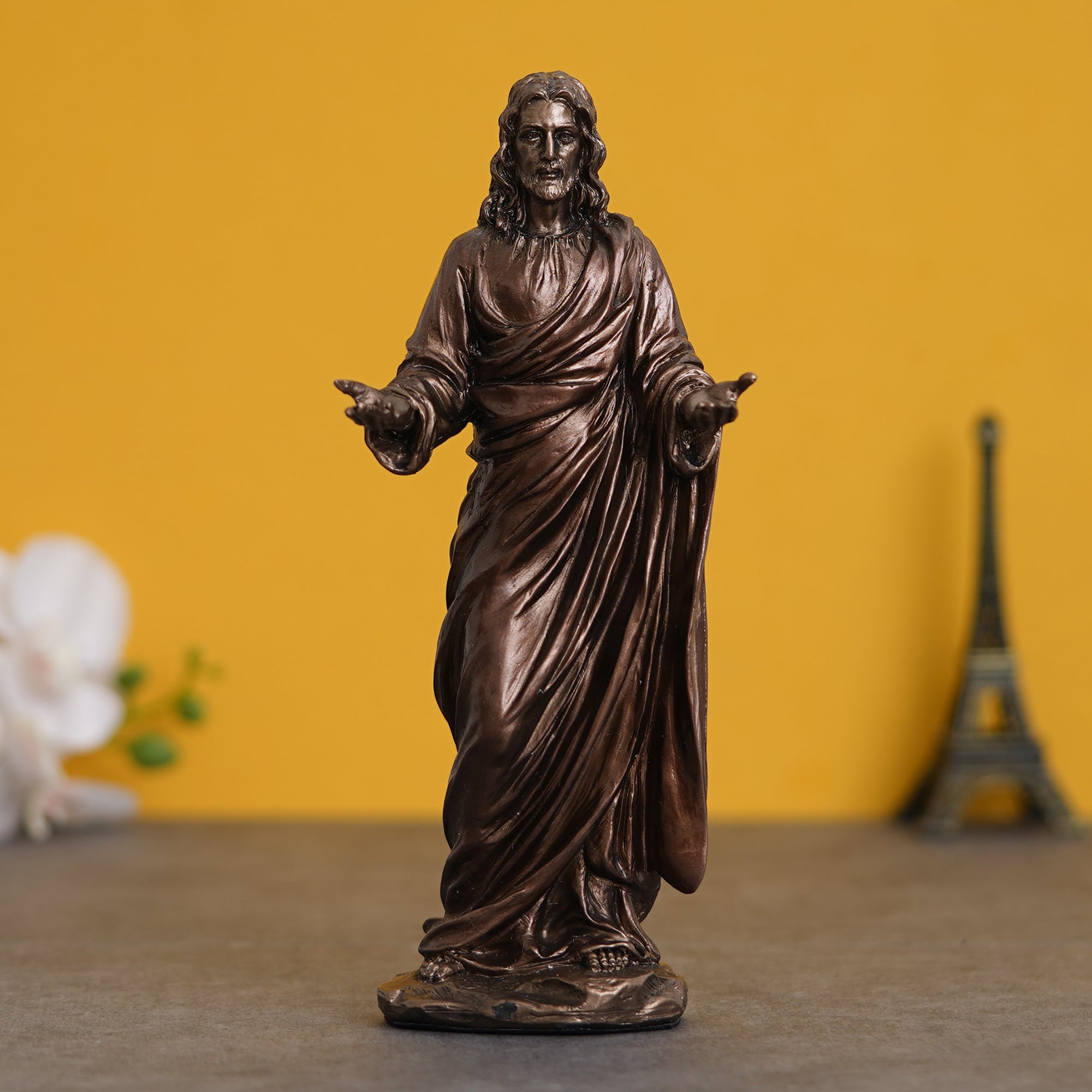 Jesus Christ with Open Arms Cold Cast Bronze Resin Decorative Figurine