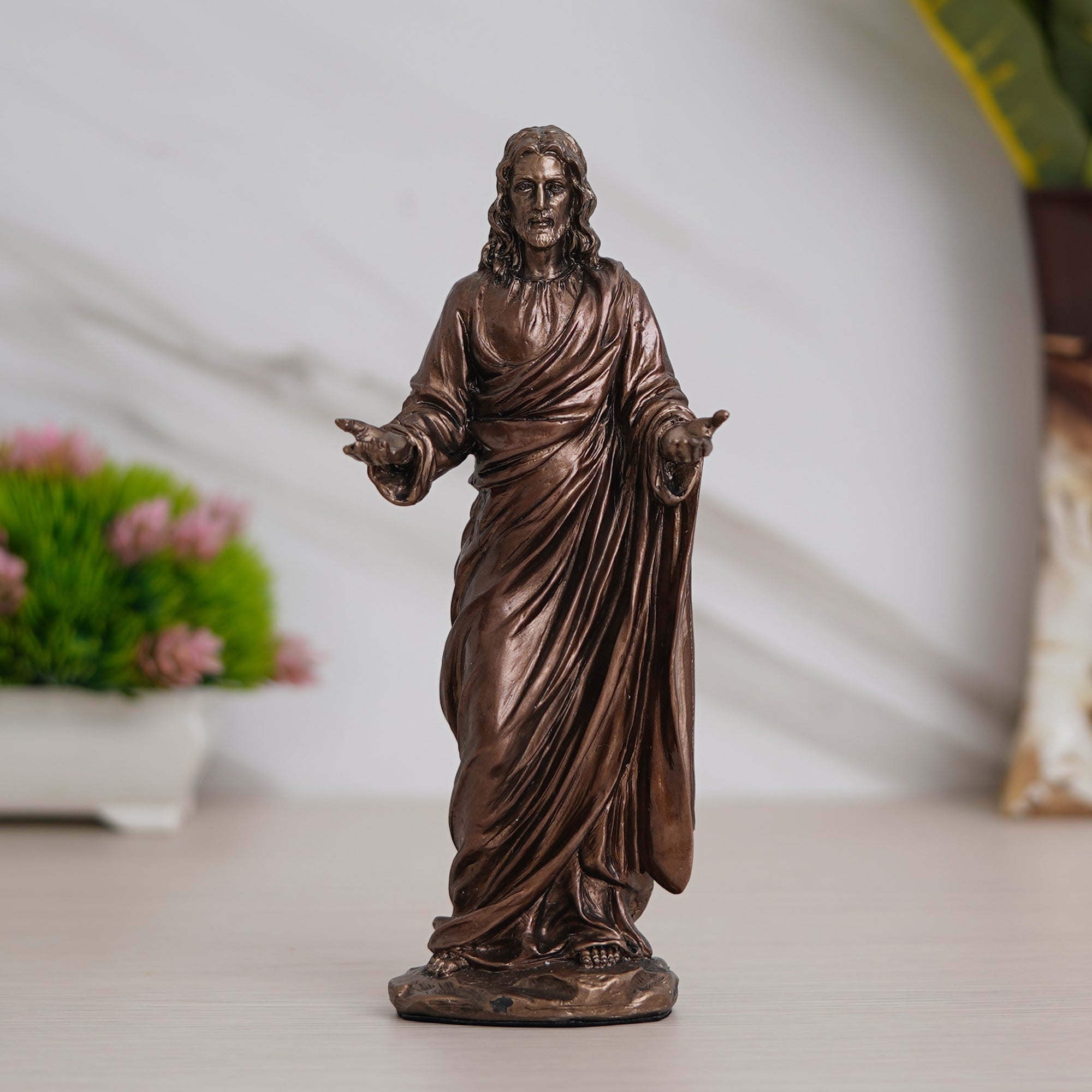 Jesus Christ with Open Arms Cold Cast Bronze Resin Decorative Figurine 1